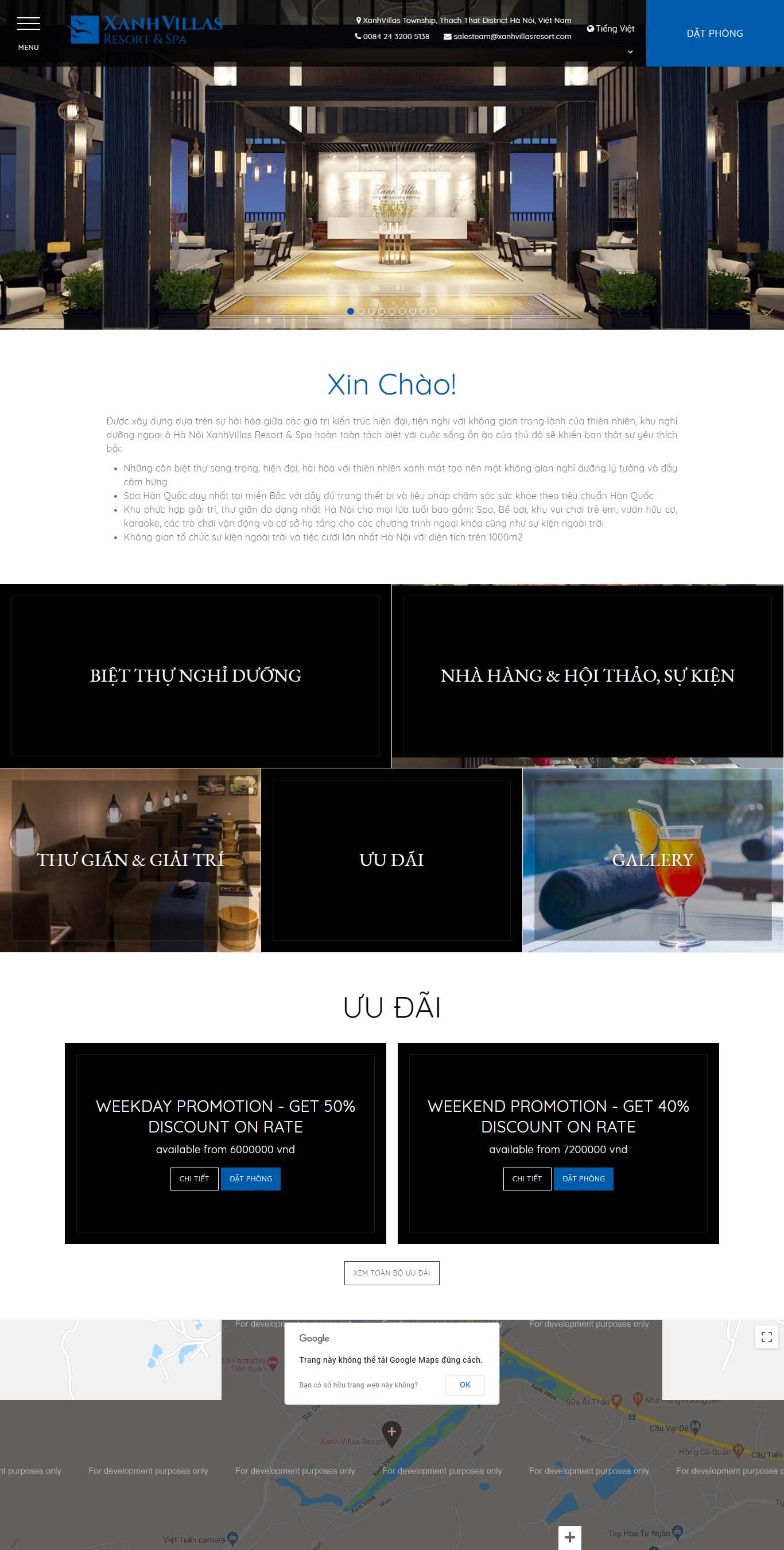 Thiết kế trang Web khu nghỉ dưỡng - www.xanhvillasresort.com