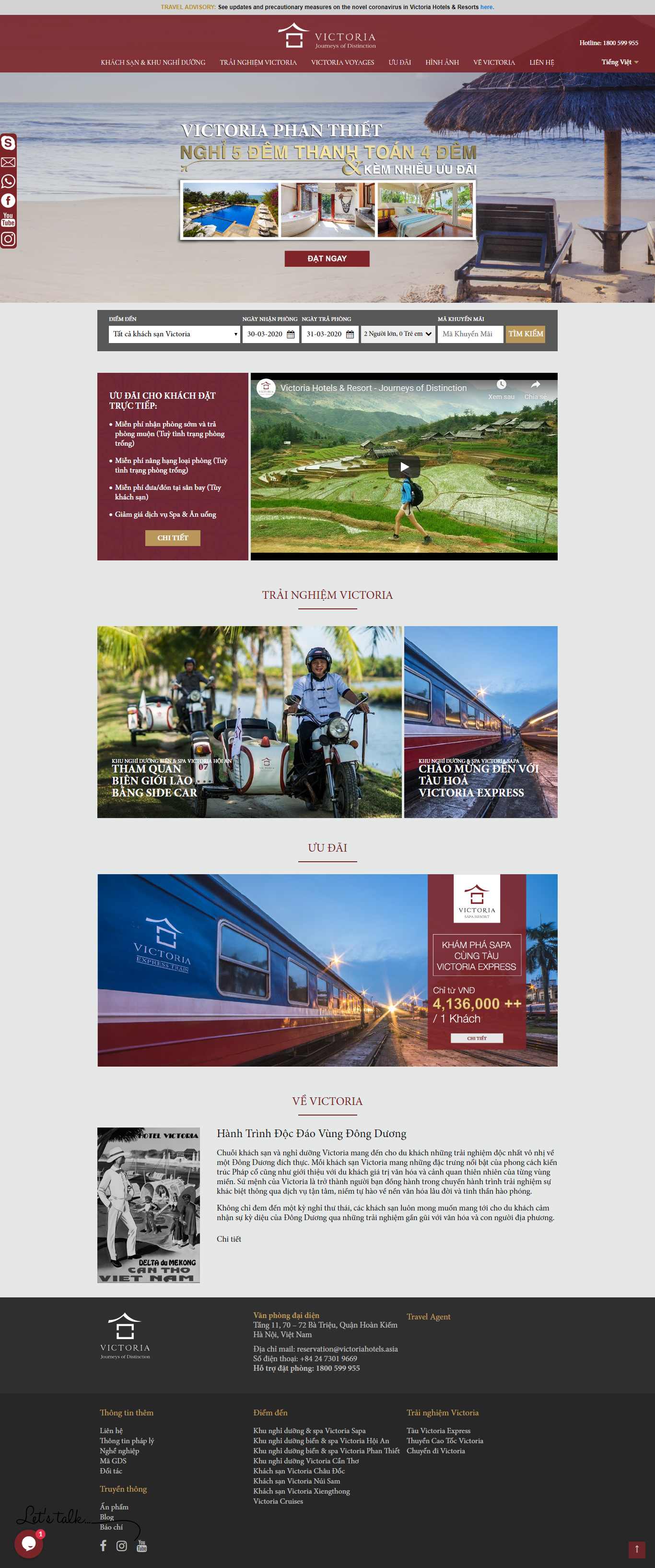 Thiết kế trang Web khu nghỉ dưỡng - www.victoriahotels.asia