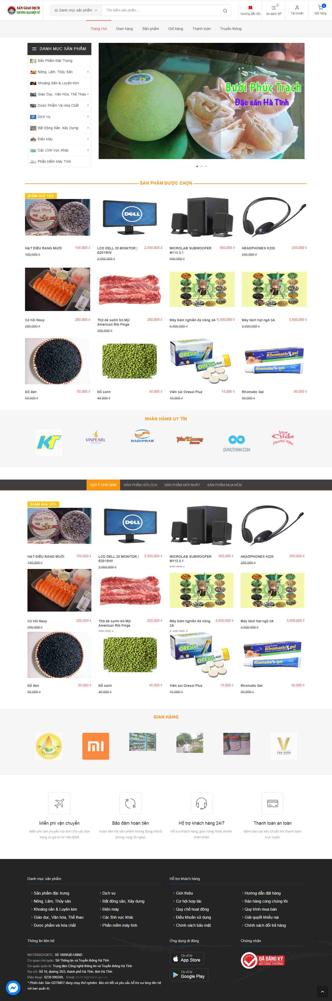 Thiết kế trang Web sàn thương mại điện tử - hatinhtrade.com.vn