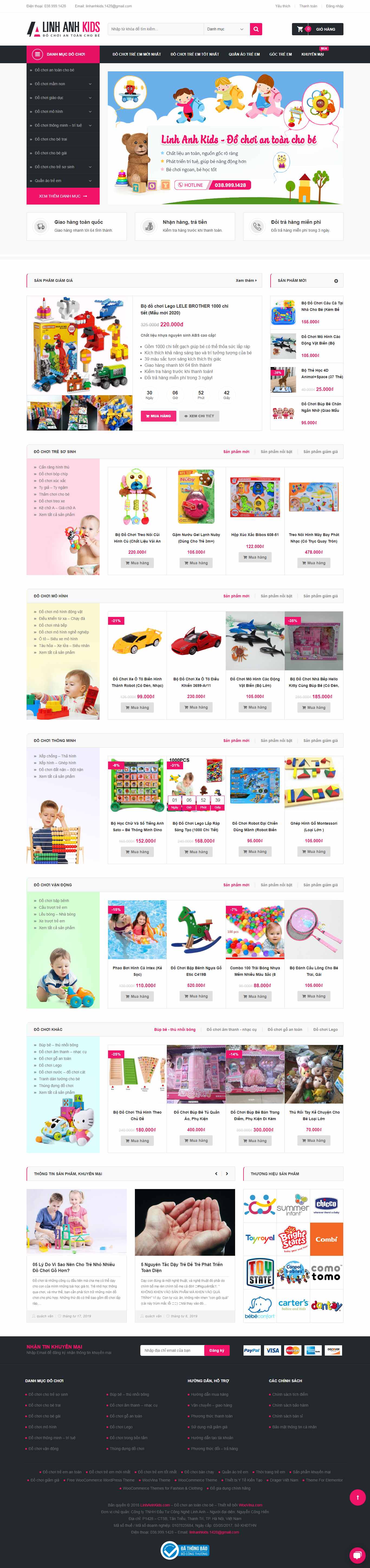 Thiết kế trang Web đồ chơi trẻ em - linhanhkids.com