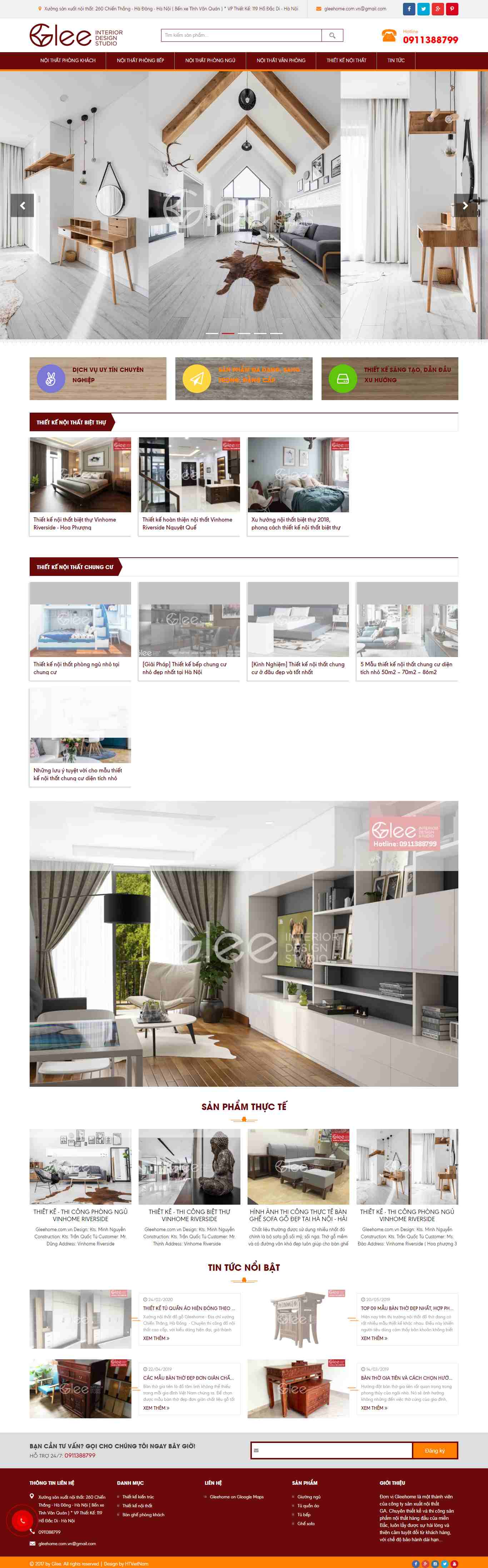 Thiết kế trang Web thiết kế nội thất - gleehome.com.vn