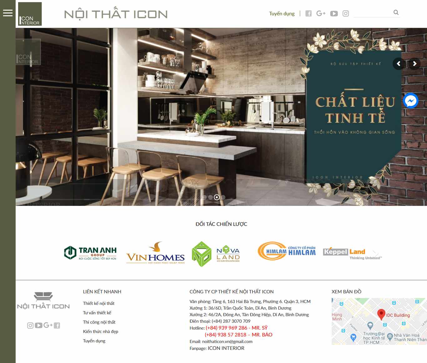 Thiết kế trang Web thiết kế nội thất - noithaticon.vn