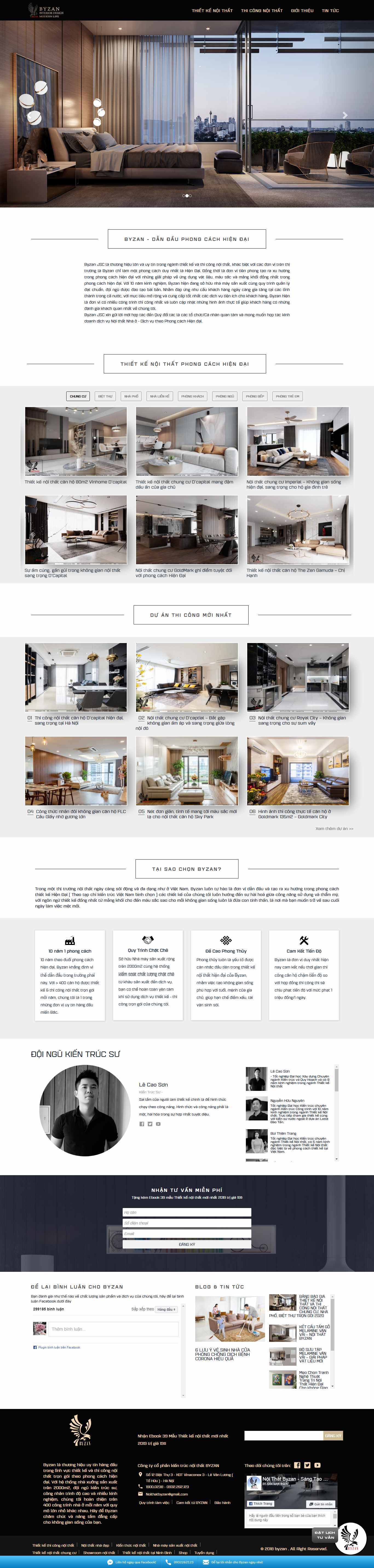 Thiết kế trang Web thiết kế nội thất - byzan.vn