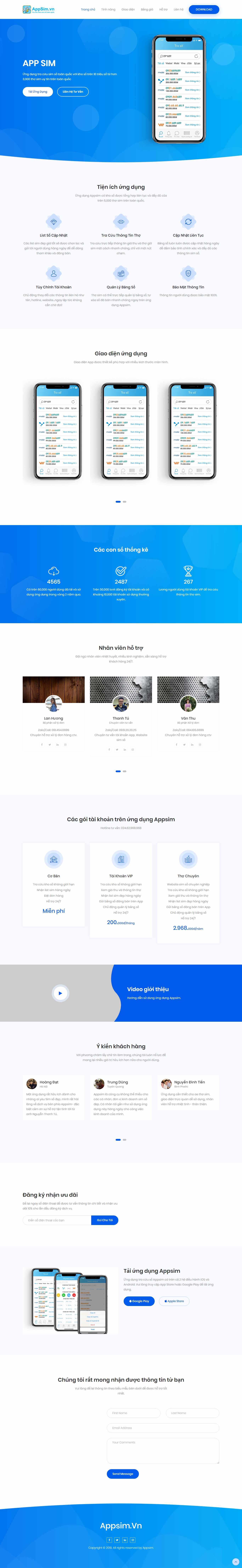 Thiết kế trang Web app ứng dụng - appsim.vn