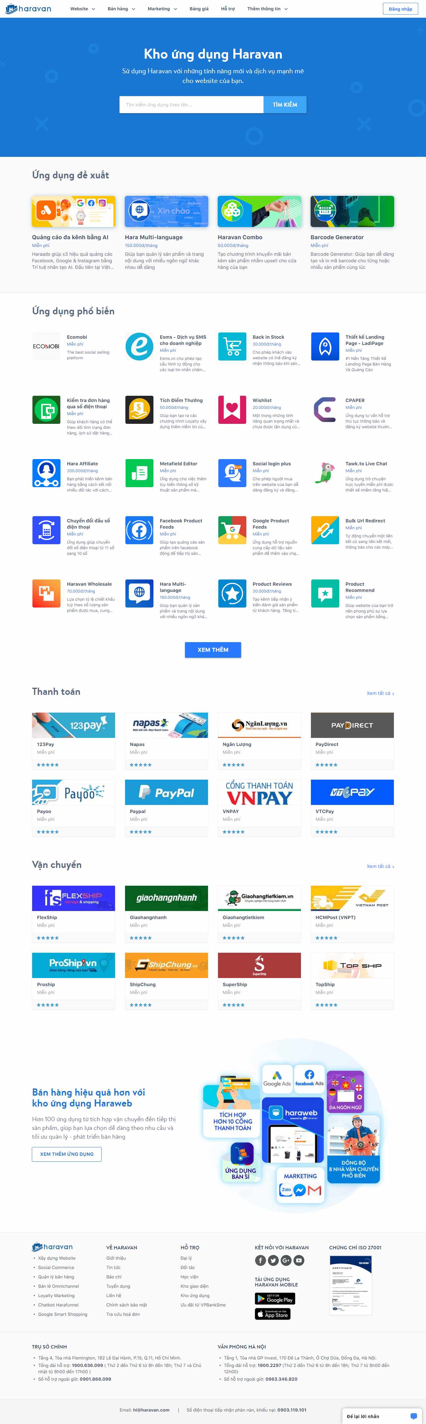 Thiết kế trang Web app ứng dụng - apps.haravan.com