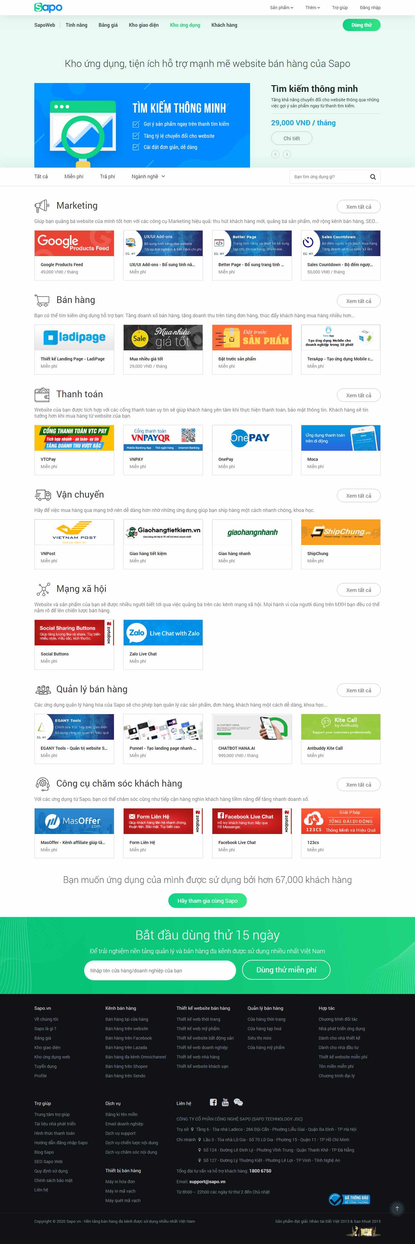 Thiết kế trang Web app ứng dụng - apps.sapo.vn