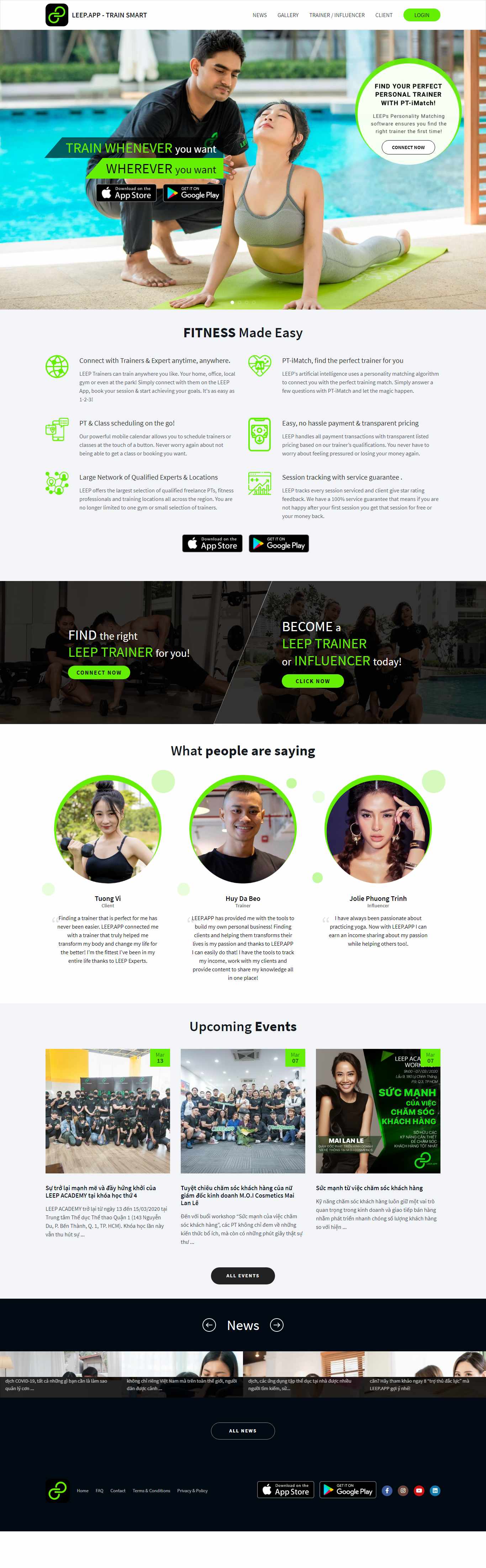 Thiết kế trang Web app ứng dụng - leep.app