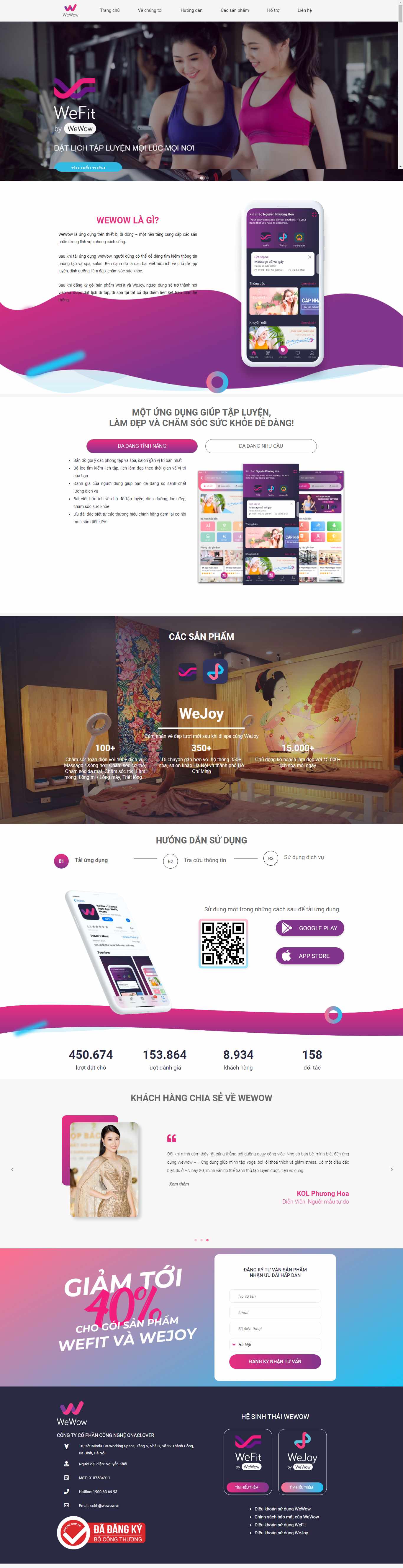 Thiết kế trang Web app ứng dụng - wewow.vn