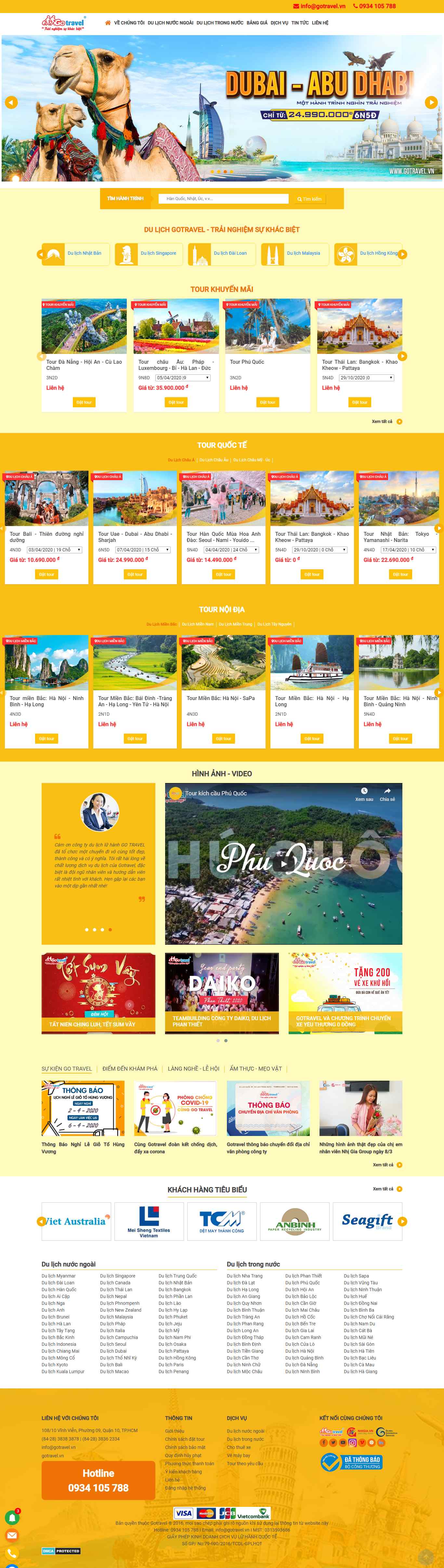 Thiết kế trang Web tour du lịch - gotravel.vn