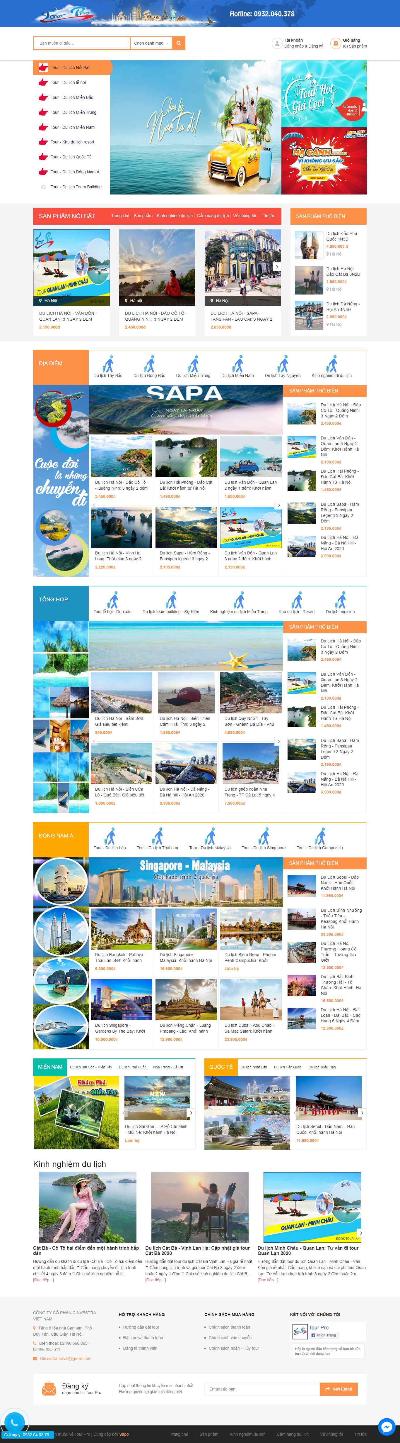 Thiết kế trang Web tour du lịch - tour.pro.vn