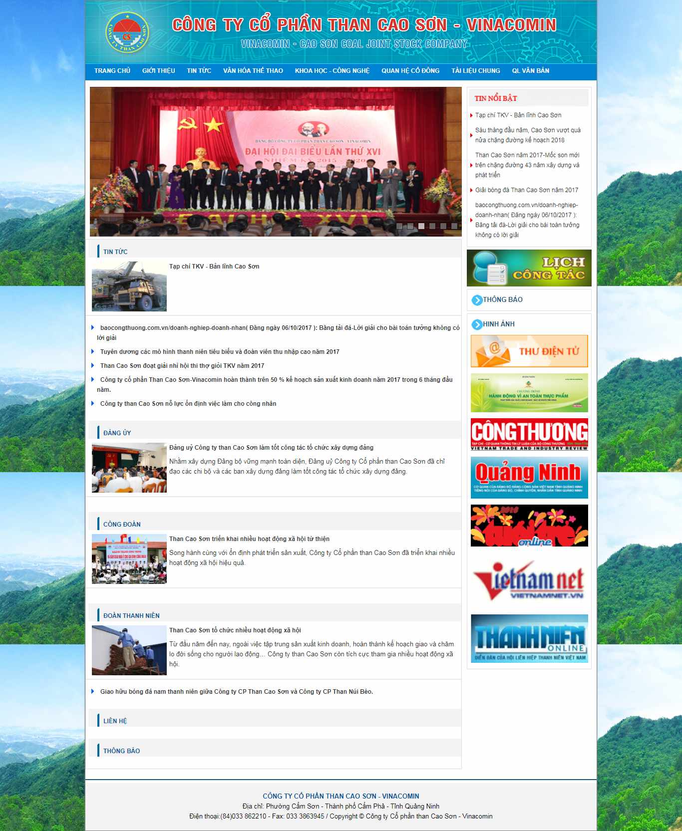 Thiết kế trang Web công ty than - www.thancaoson.com.vn