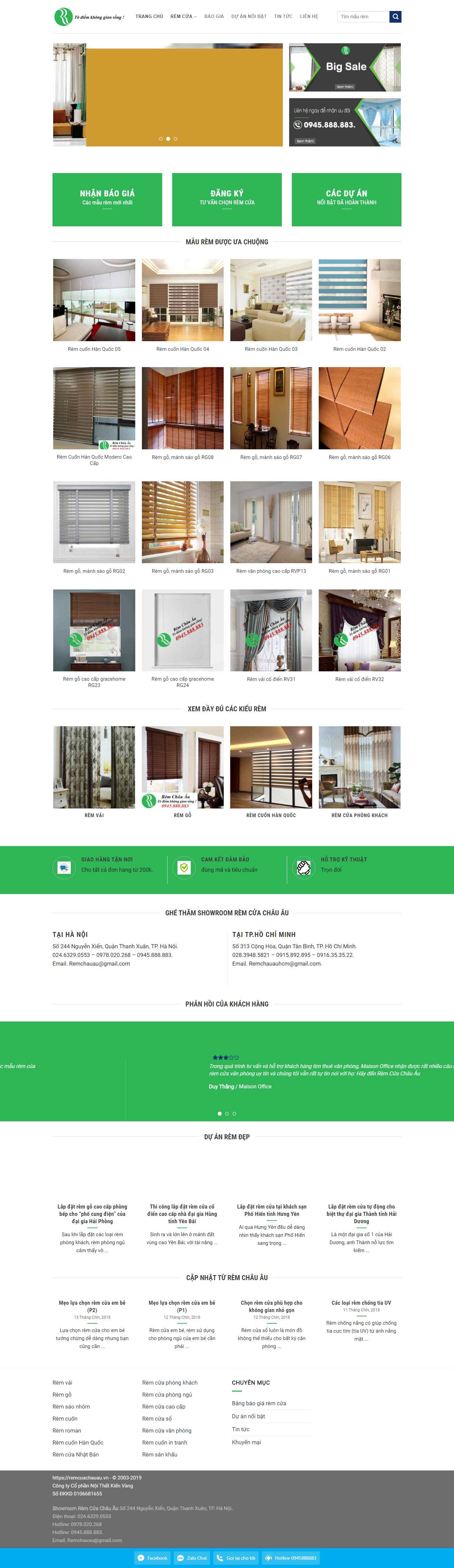 Thiết kế trang Web rèm cửa - remcuachauau.vn