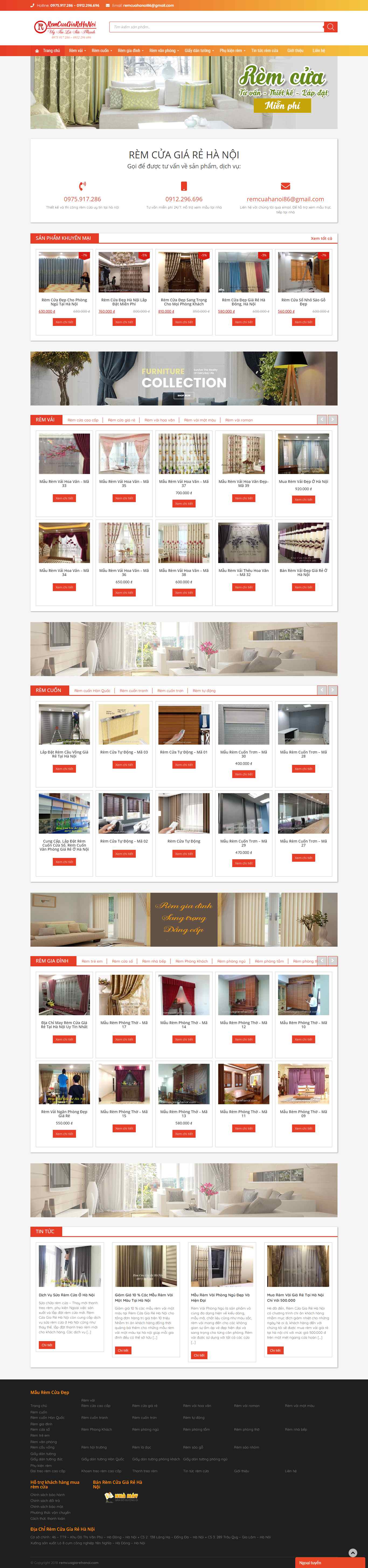 Thiết kế trang Web rèm cửa - remcuagiarehanoi.com