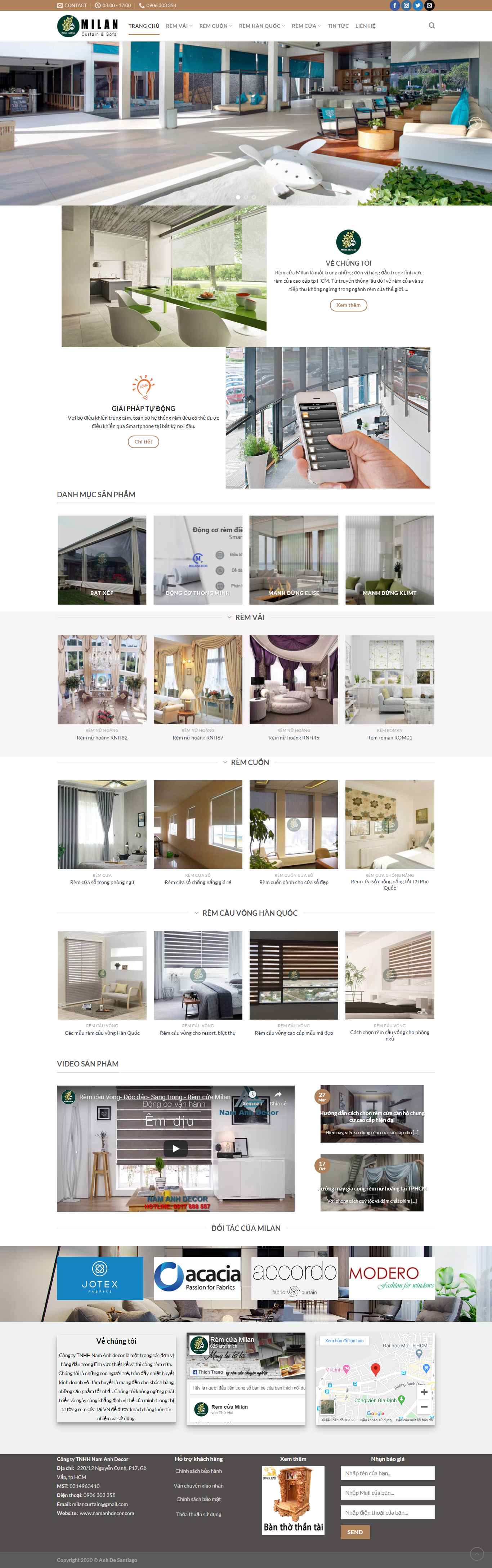 Thiết kế trang Web rèm cửa - remcuamilan.com