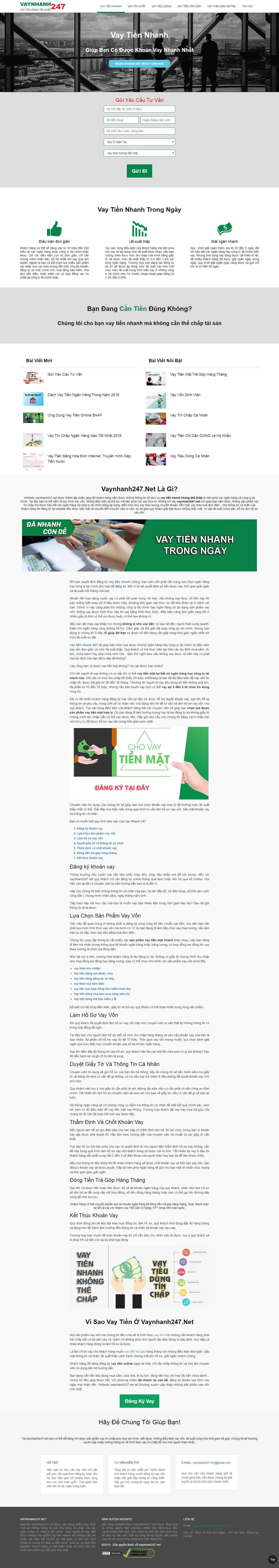 Thiết kế trang Web cho vay - vaynhanh247.net