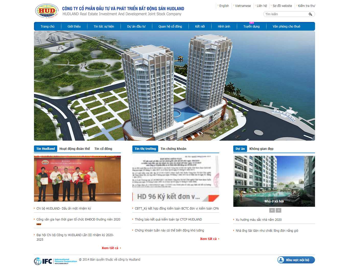 Thiết kế trang Web đầu tư - www.hudland.com.vn
