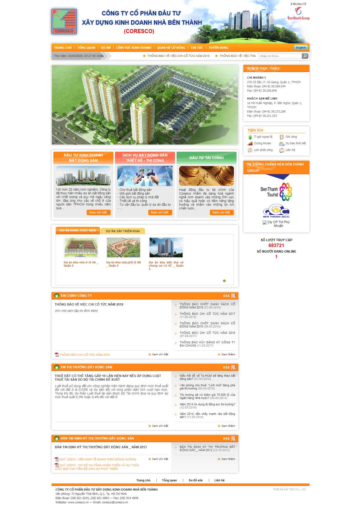 Thiết kế trang Web đầu tư - www.coresco.vn