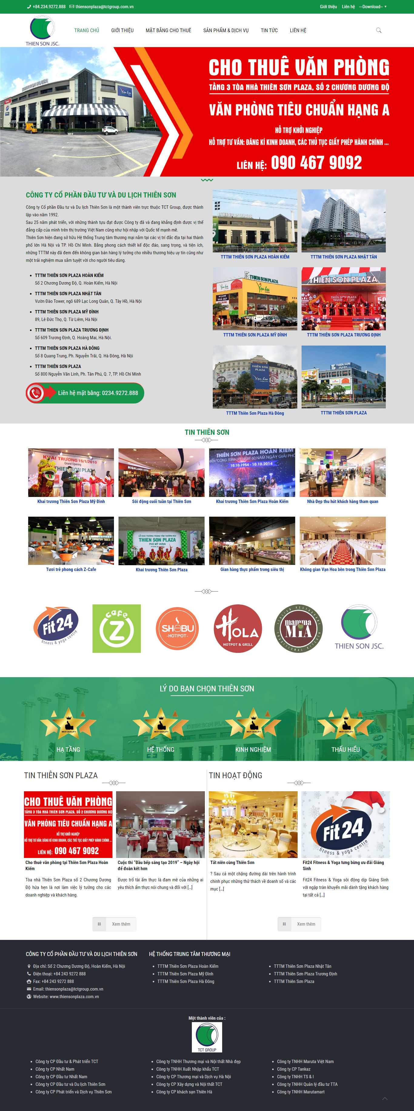 Thiết kế trang Web trung tâm thương mại - thiensonplaza.com.vn