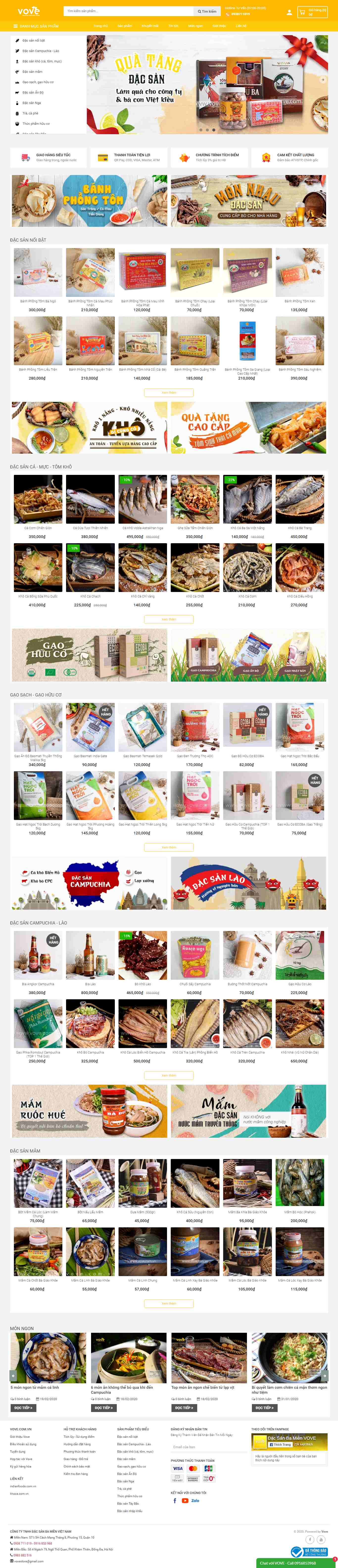 Thiết kế trang Web đặc sản - vove.com.vn