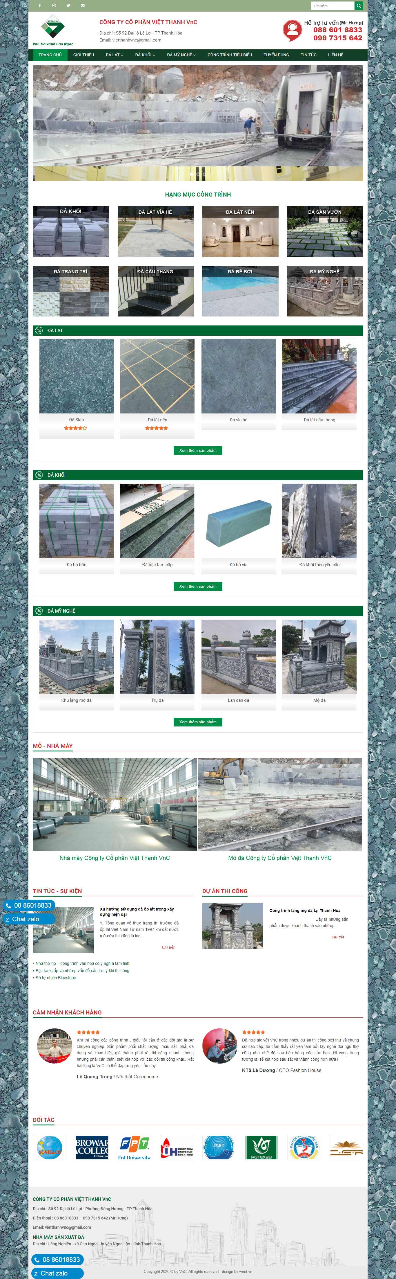 Thiết kế trang Web đá ốp lát - daoplatvietthanh.com