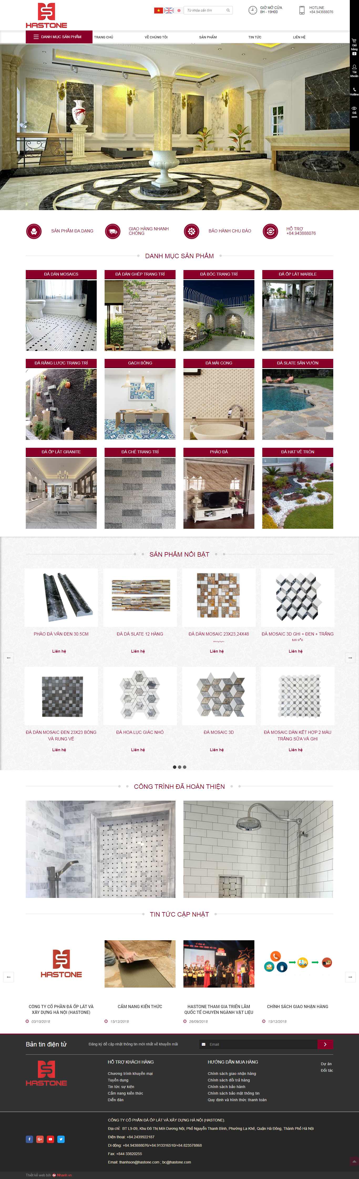 Thiết kế trang Web đá ốp lát - hastone.com
