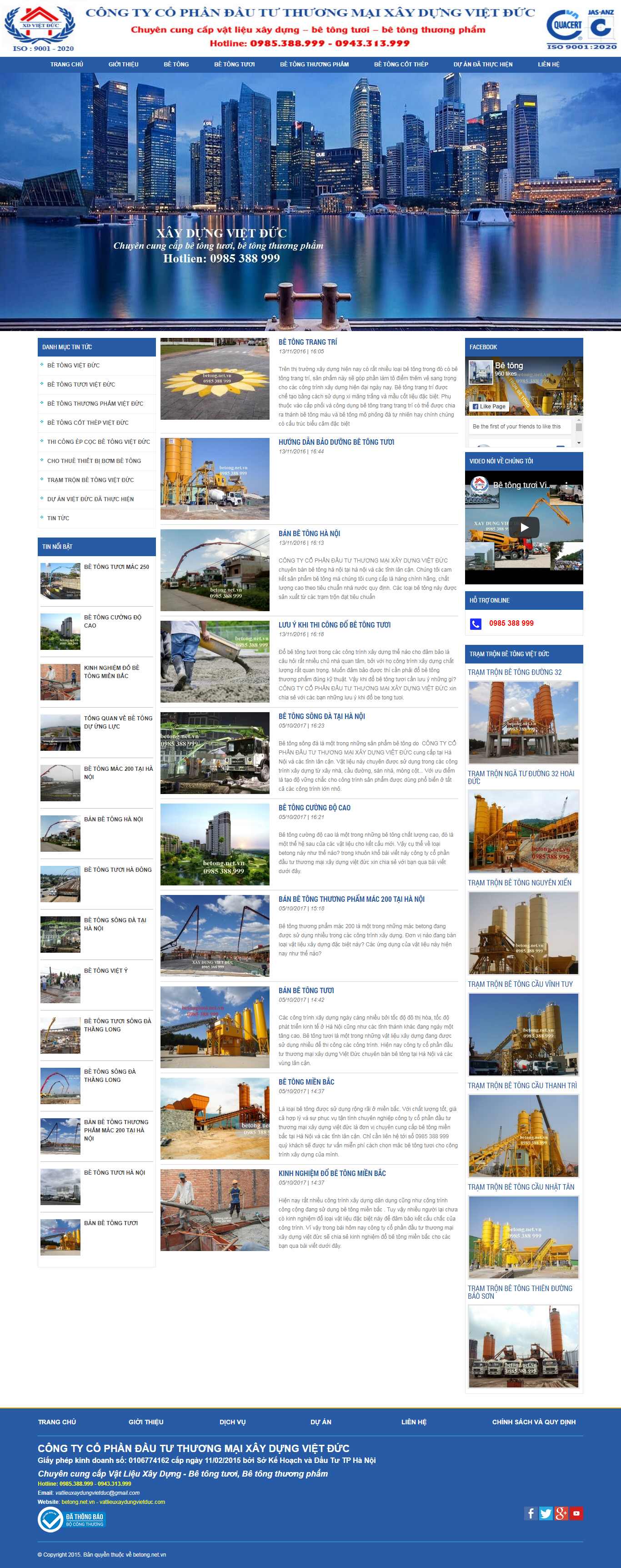 Thiết kế trang Web bê tông - betong.net.vn