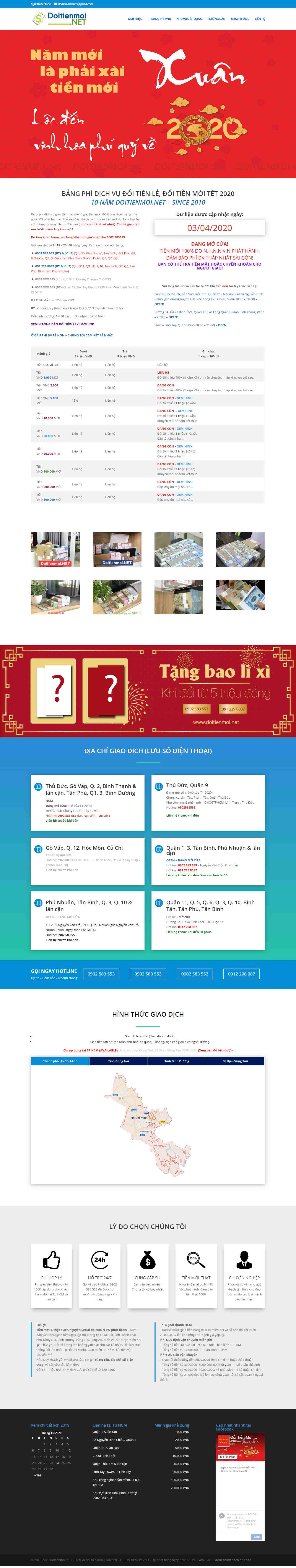 Thiết kế trang Web đổi tiền lẻ - www.doitienmoi.net