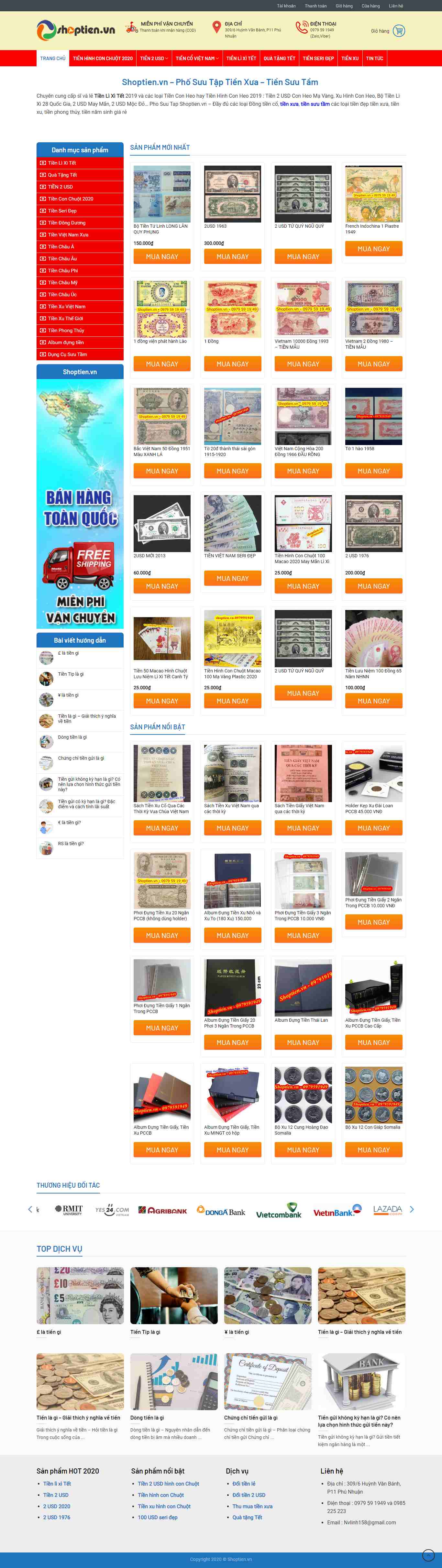 Thiết kế trang Web đổi tiền lẻ - shoptien.vn