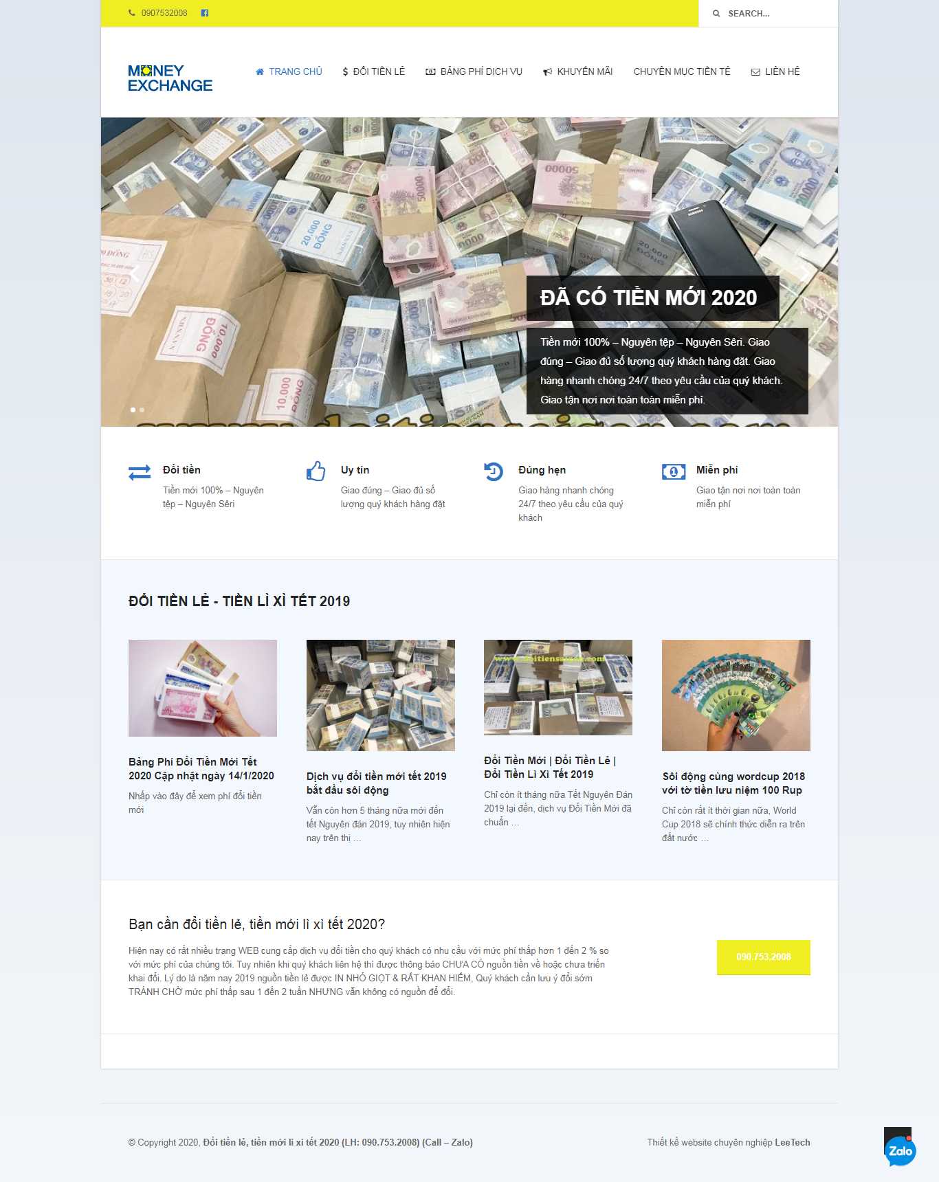 Thiết kế trang Web đổi tiền lẻ - doitiensaigon.com