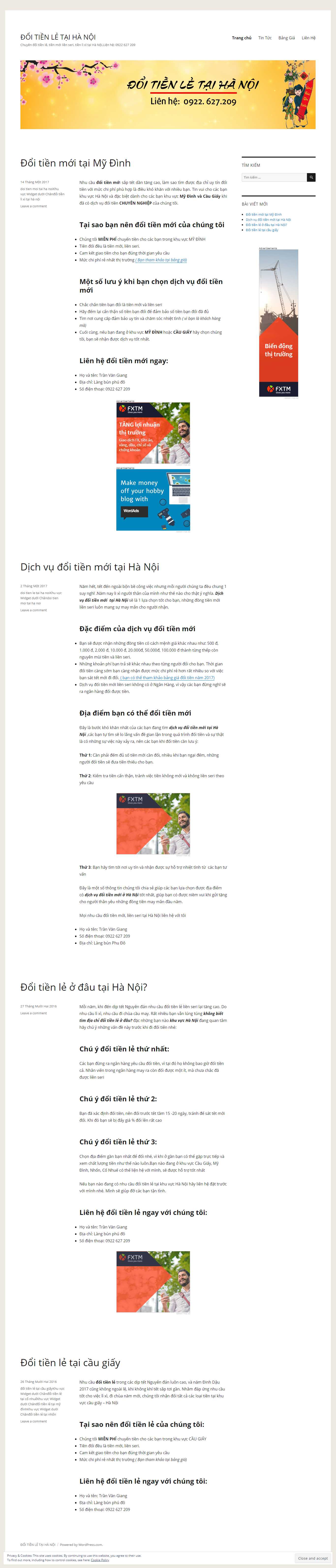 Thiết kế trang Web đổi tiền lẻ - doitienlehanoi.wordpress.com