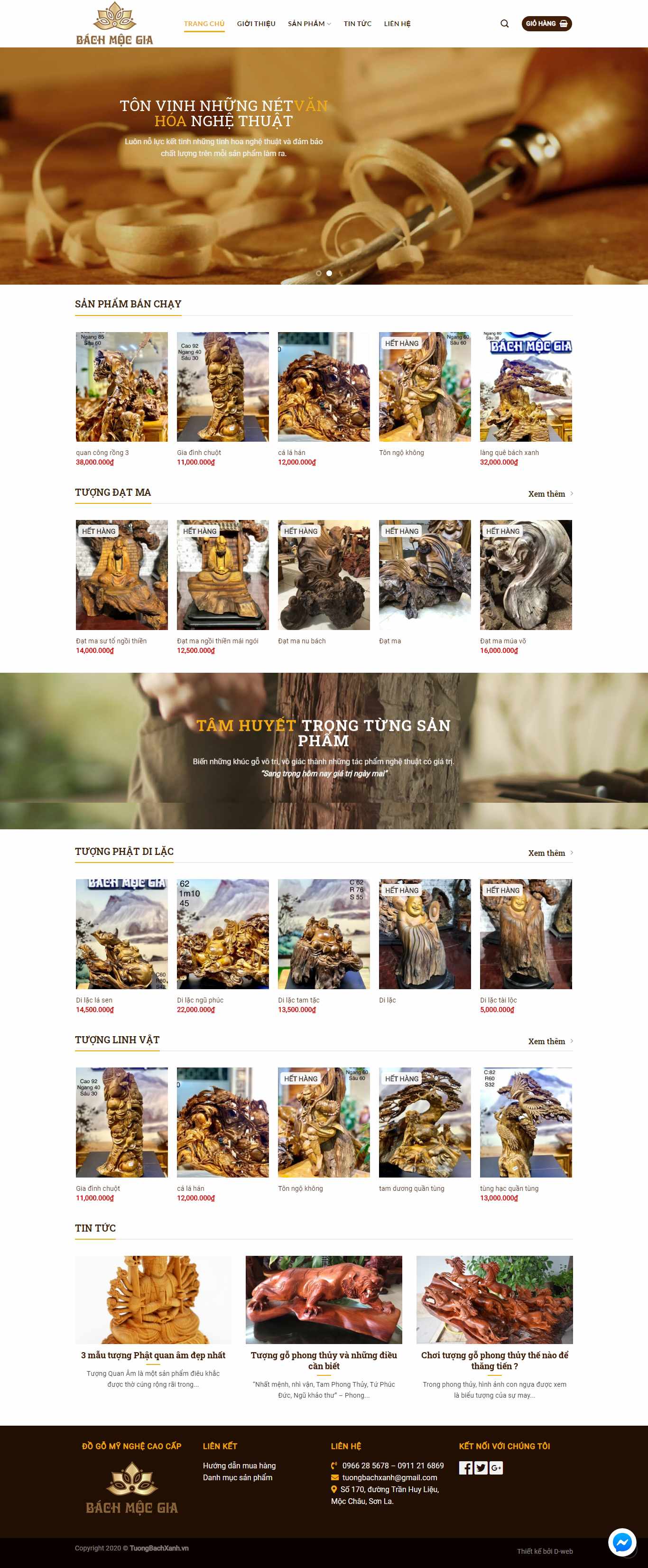 Thiết kế trang Web tượng gỗ - tuongbachxanh.vn