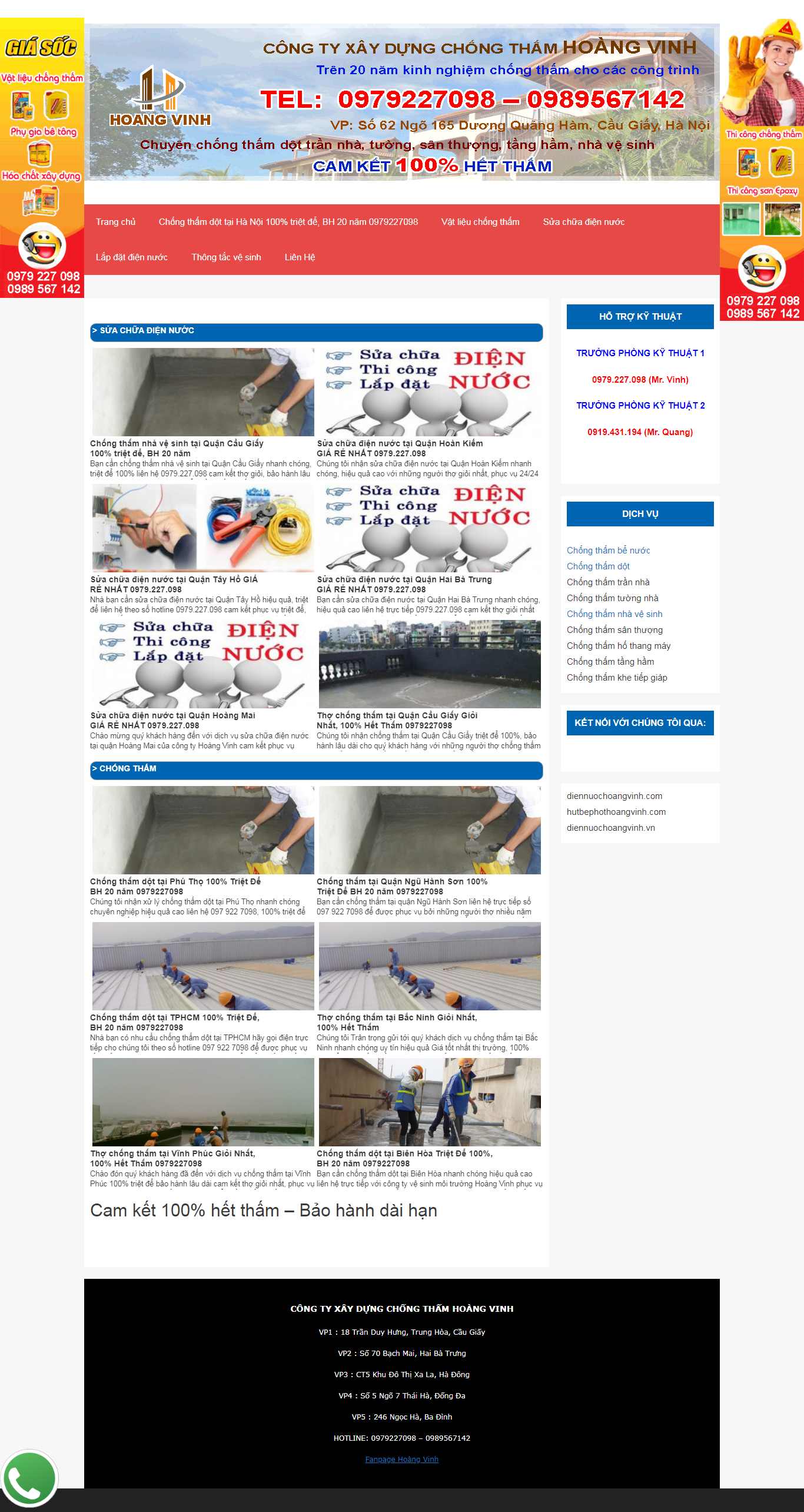 Thiết kế trang Web chống thấm - chongthamhoangvinh.com