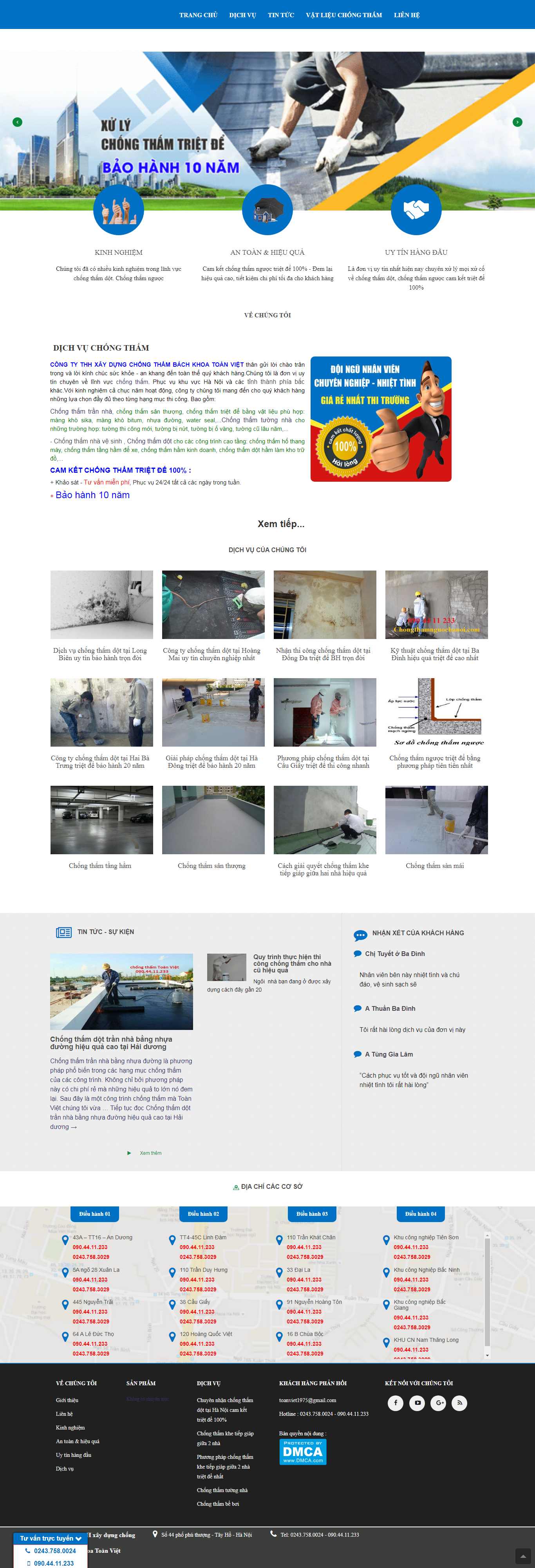 Thiết kế trang Web chống thấm - chongthamnguochanoi.com