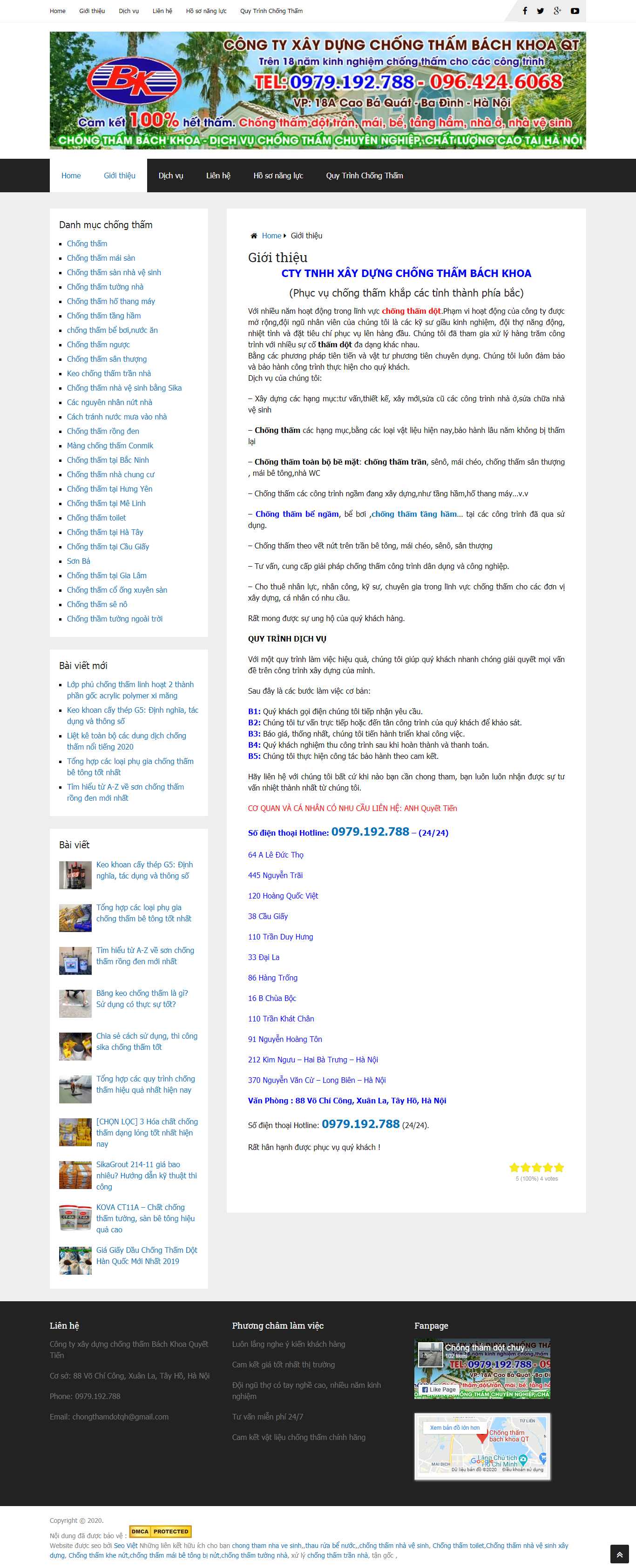 Thiết kế trang Web chống thấm - chongthamnguoc.net