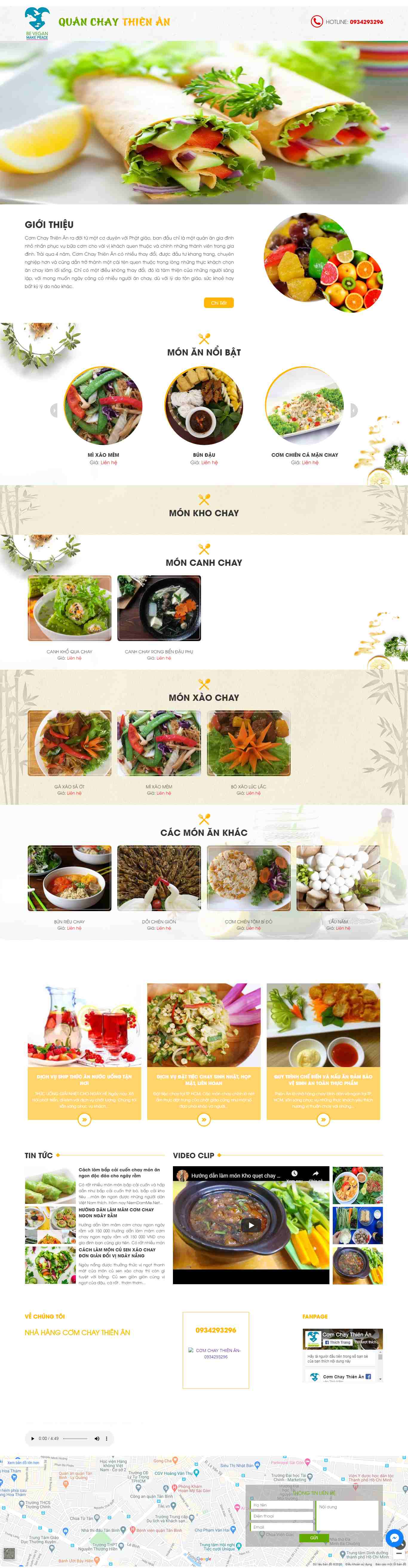 Thiết kế trang Web đồ ăn chay - comchaythienan.com