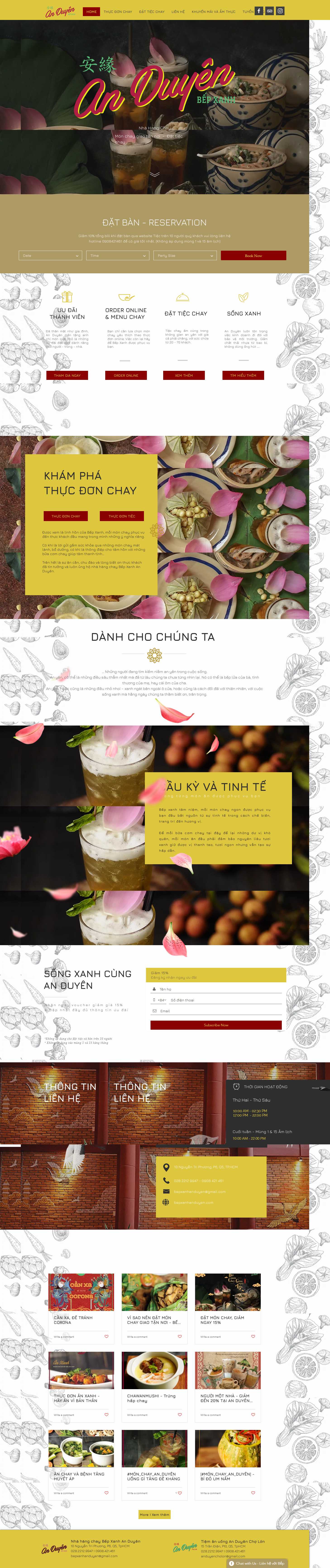 Thiết kế trang Web đồ ăn chay - www.bepxanhanduyen.com