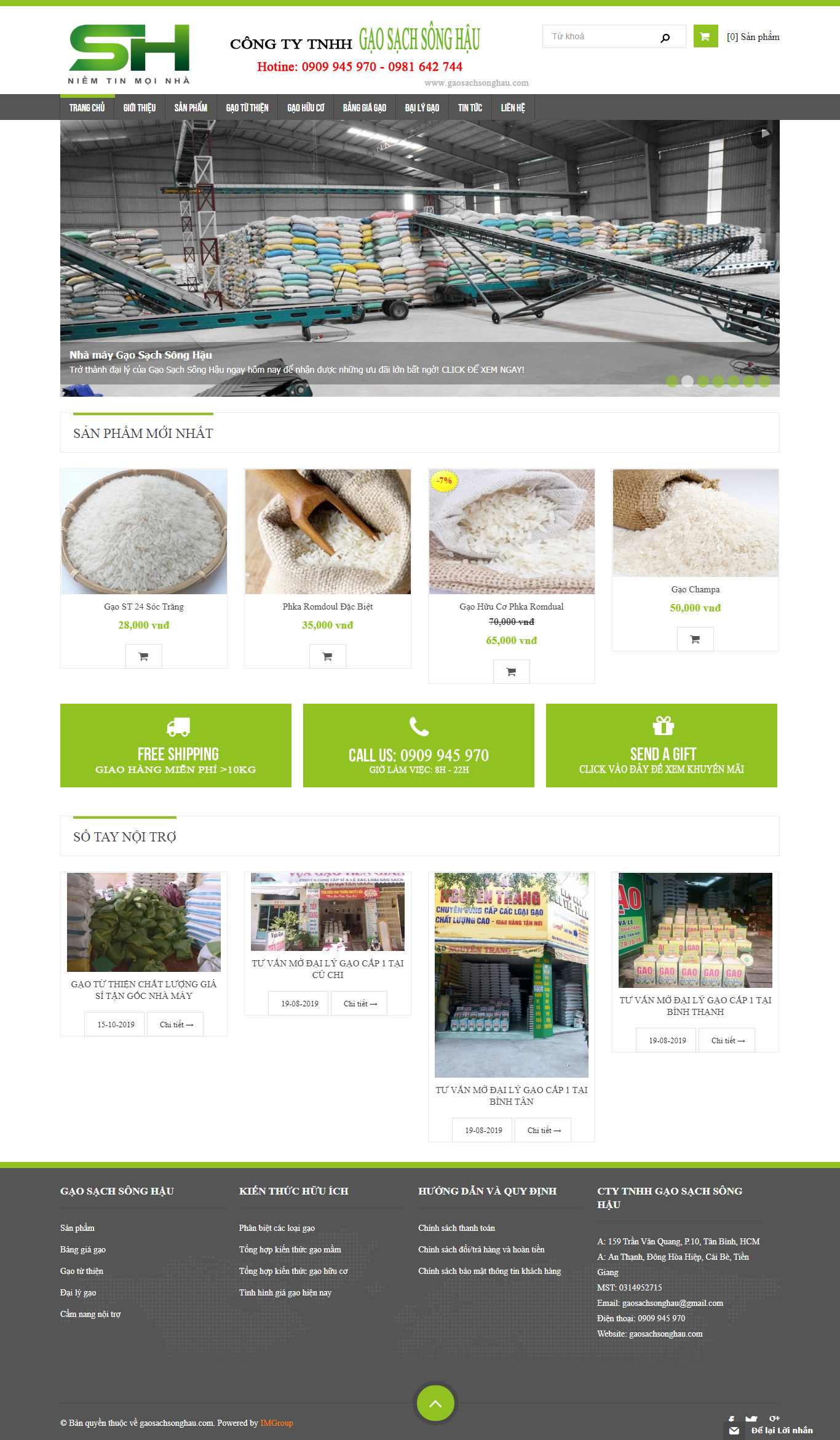 Thiết kế trang Web bán gạo sạch - gaosachsonghau.com
