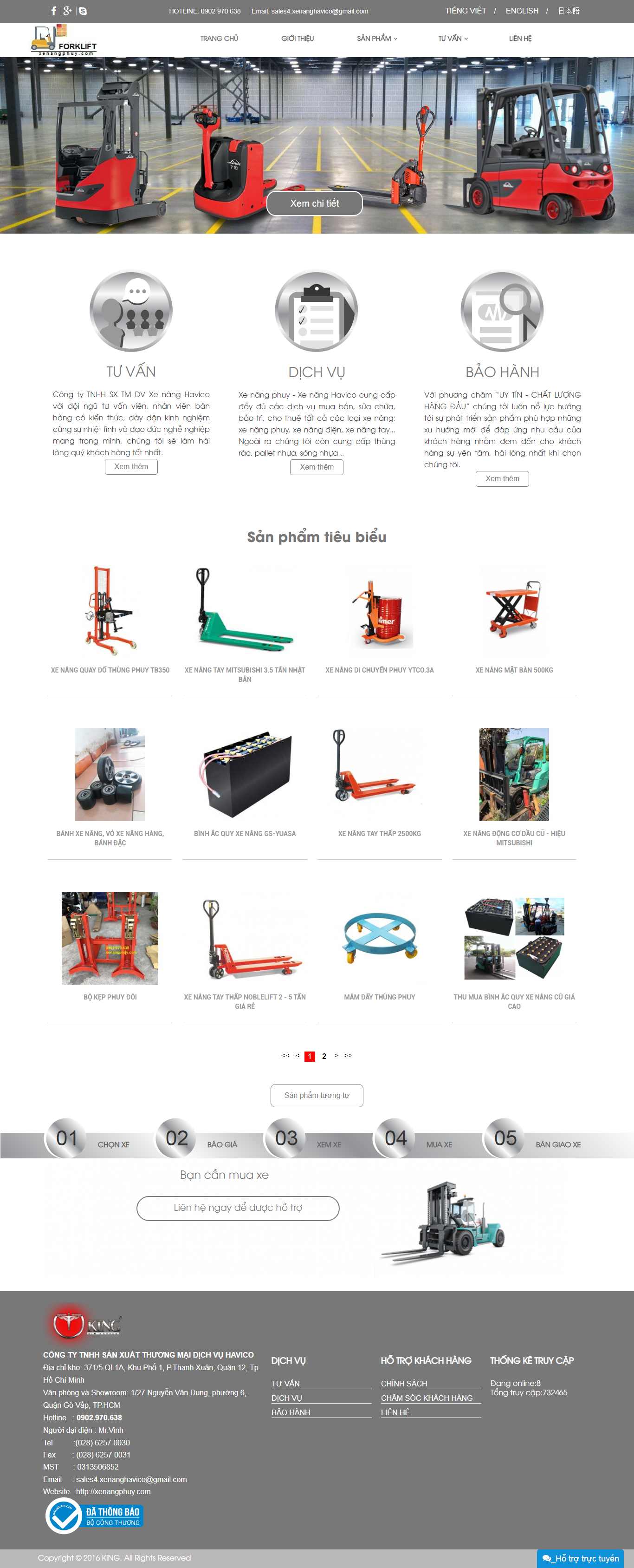 Thiết kế trang Web xe nâng - xenangphuy.com