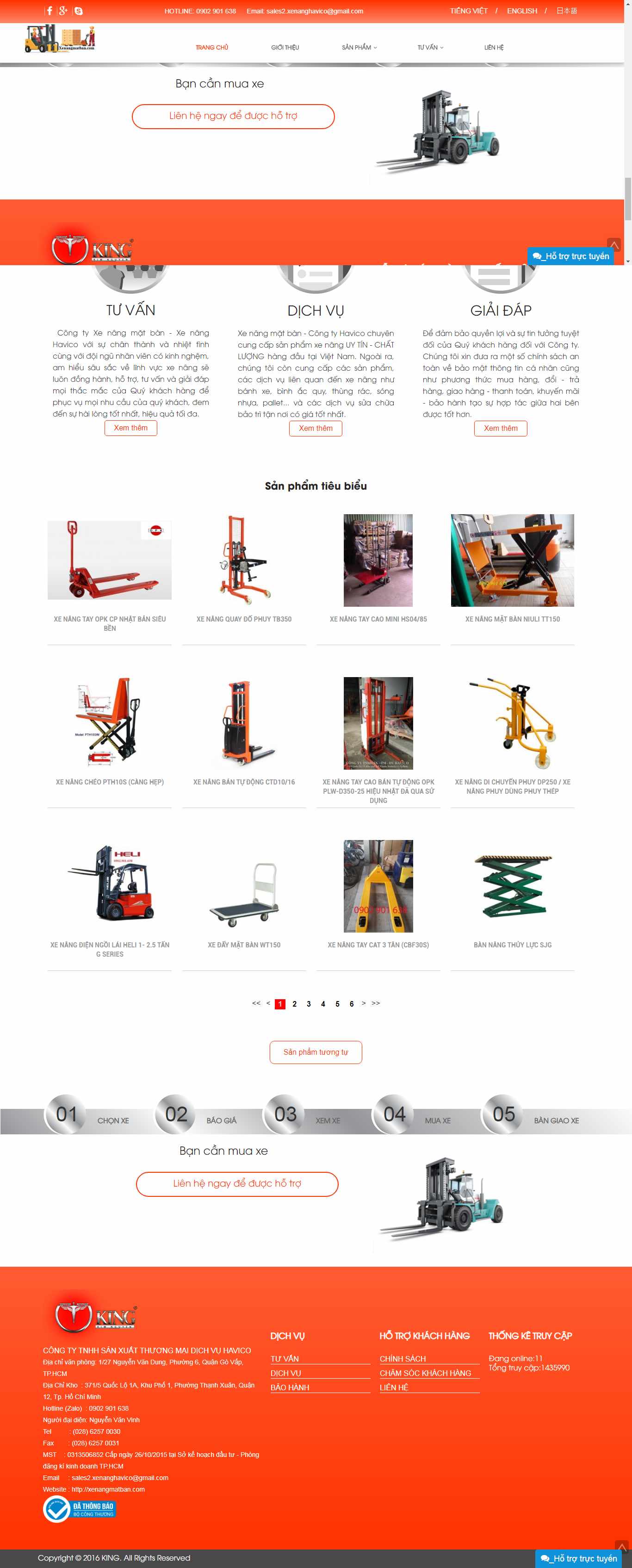 Thiết kế trang Web xe nâng - xenangmatban.com