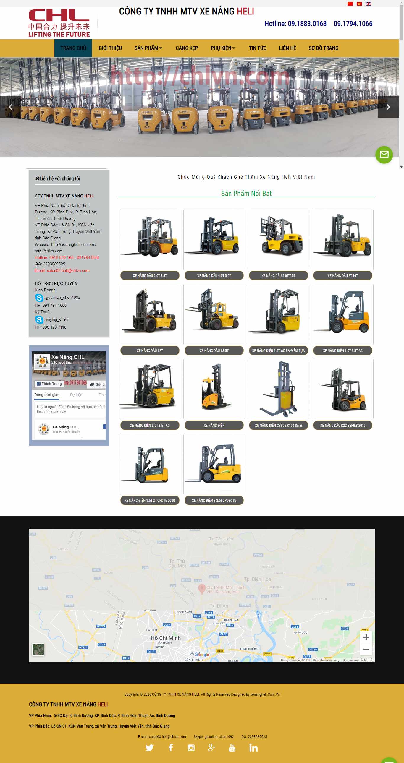 Thiết kế trang Web xe nâng - xenangheli.com.vn
