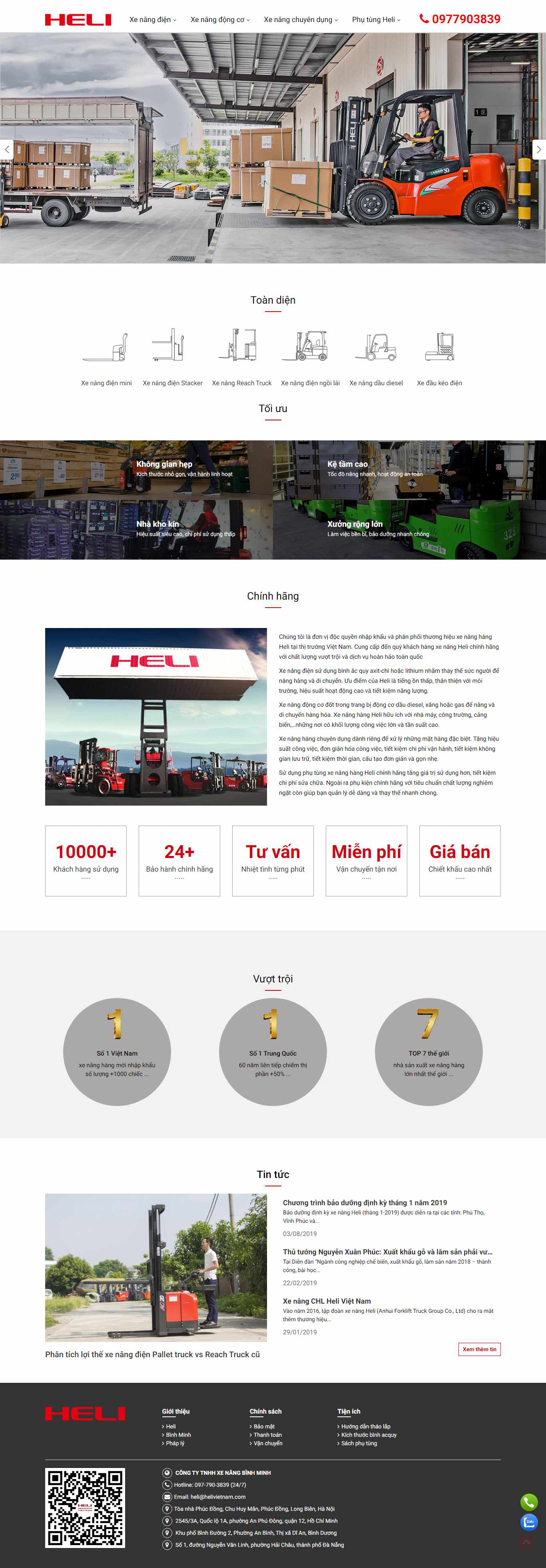 Thiết kế trang Web xe nâng - xenangheli.com