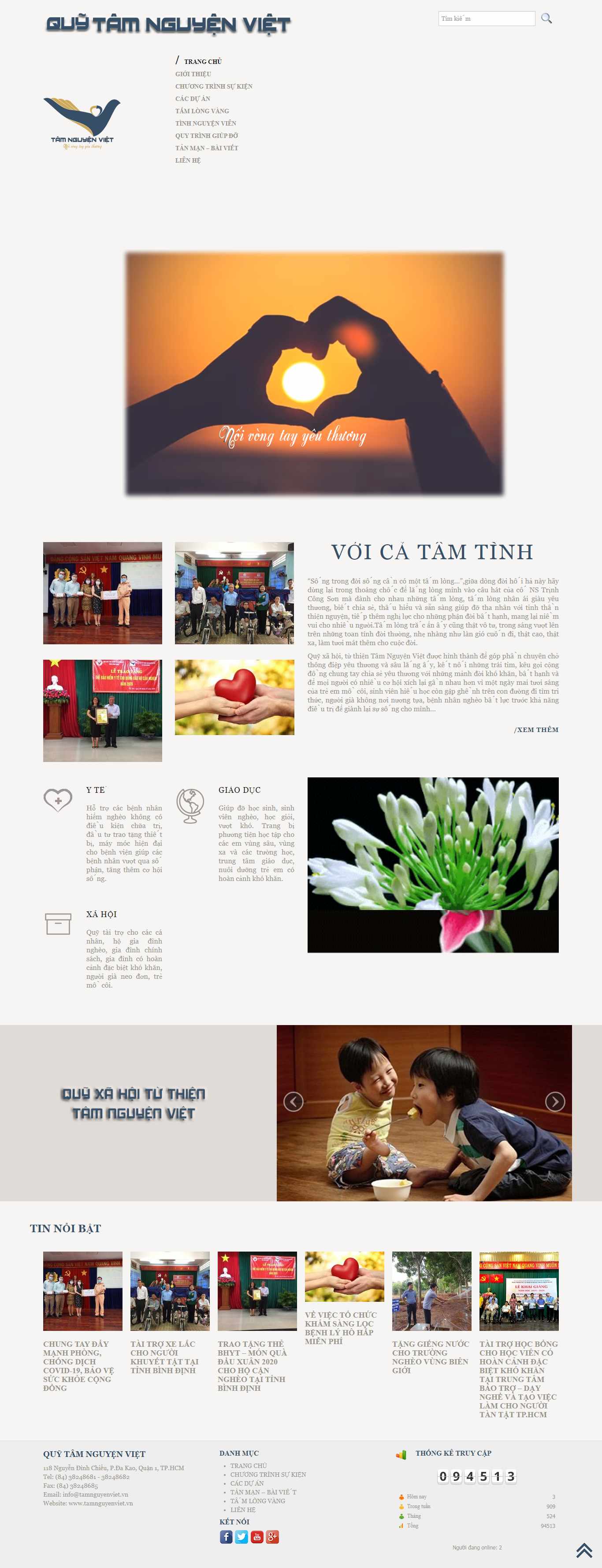 Thiết kế trang Web từ thiện - tamnguyenviet.vn