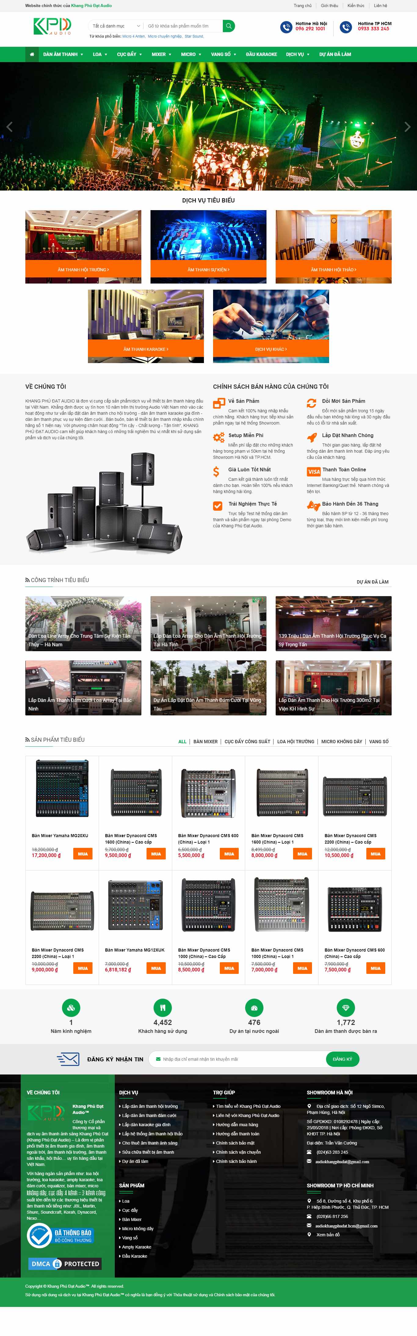 Thiết kế trang Web thiết bị âm thanh - khangphudataudio.com