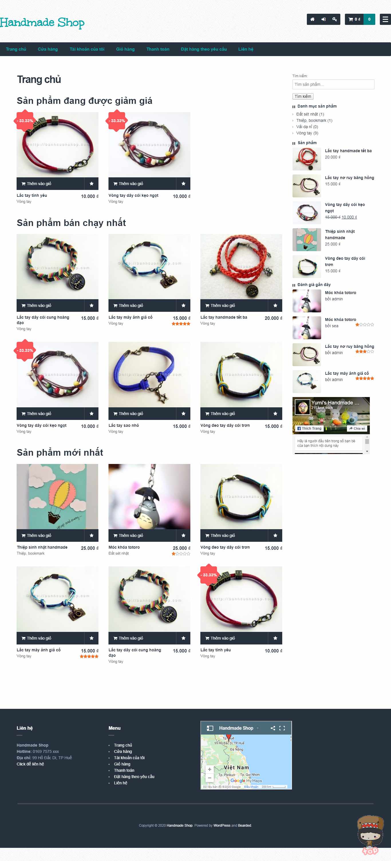 Thiết kế trang Web đồ handmade - handmadeshop.byethost16.com