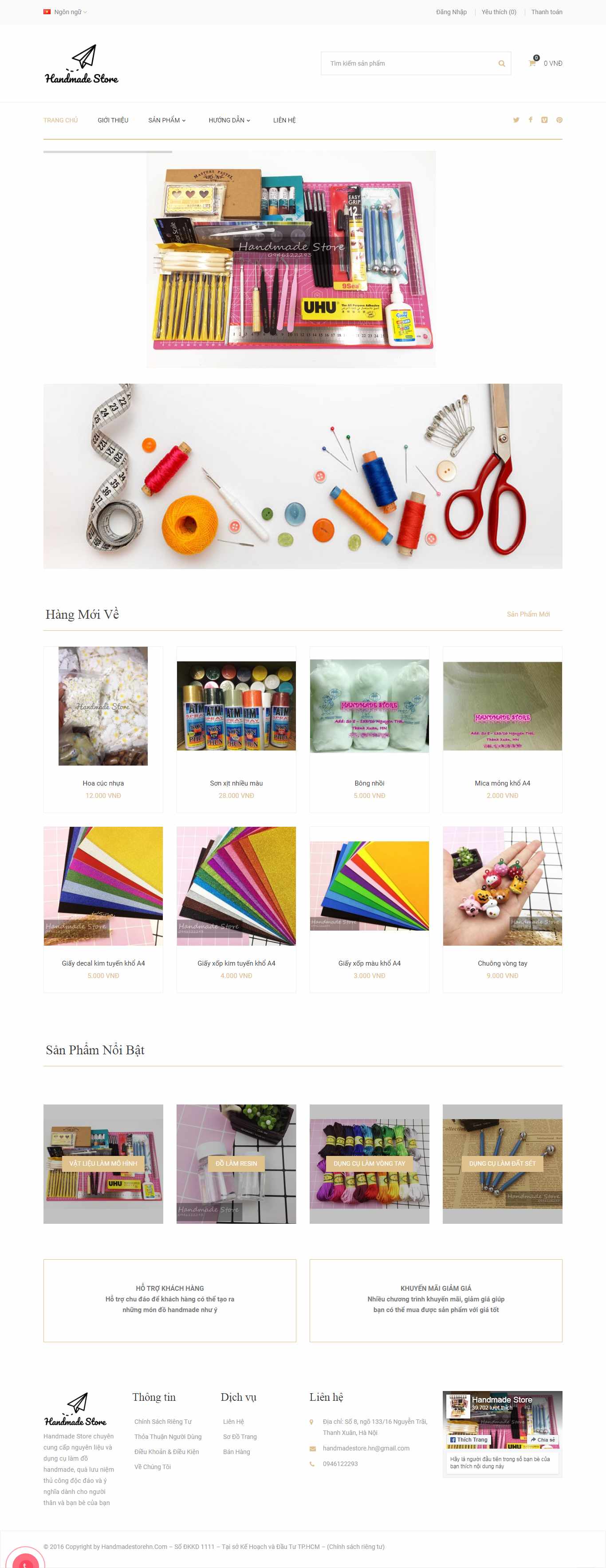 Thiết kế trang Web đồ handmade - handmadestorehn.com