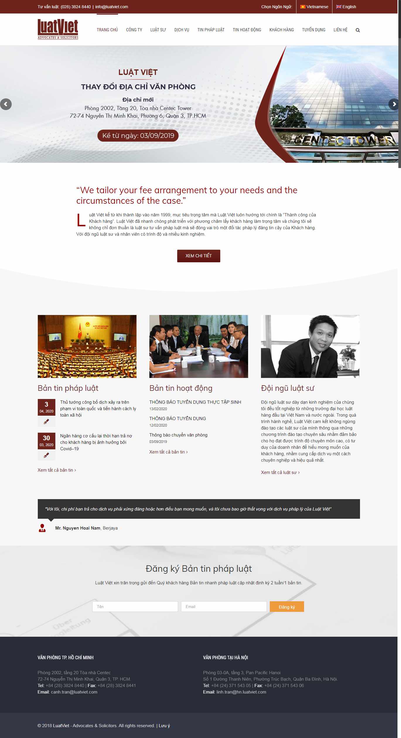 Thiết kế trang Web công ty luật - luatviet.com