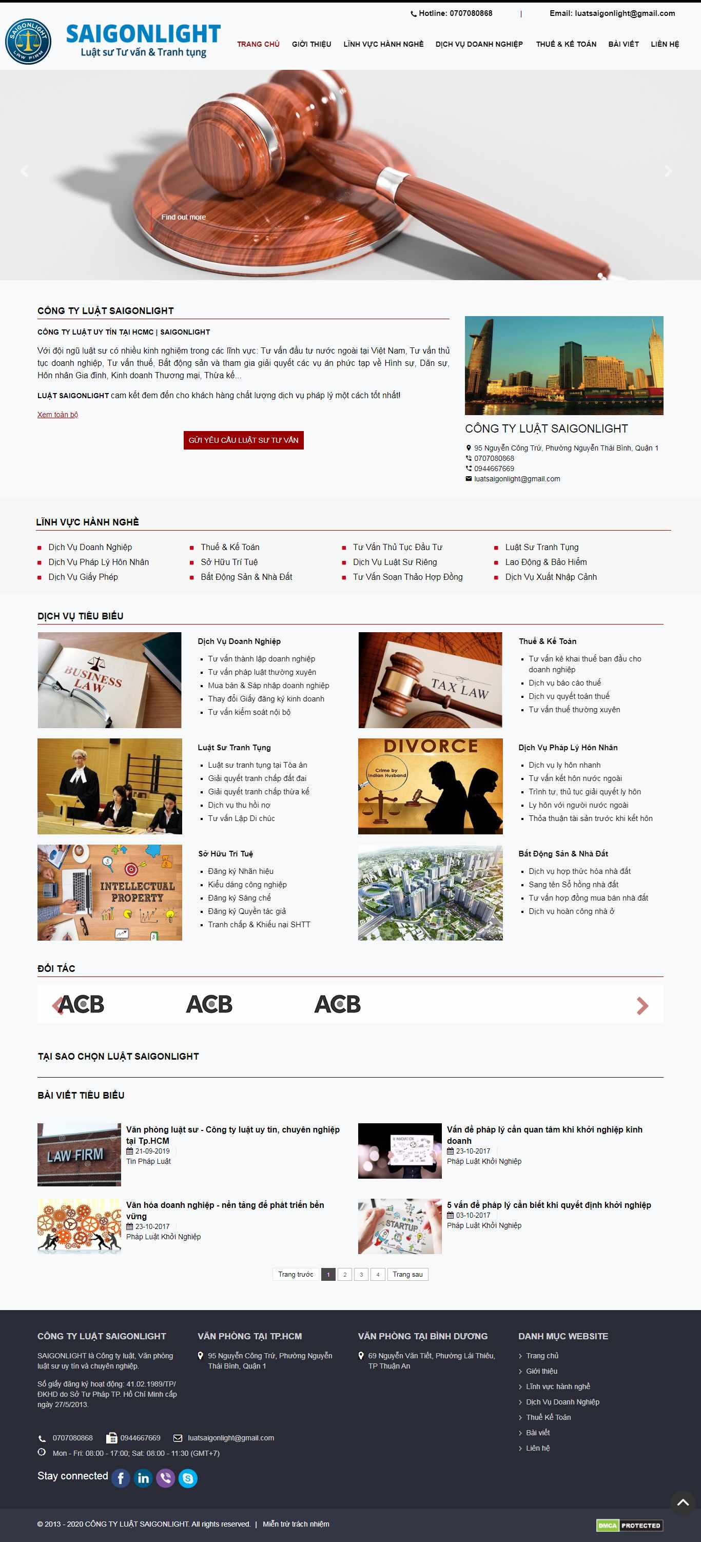 Thiết kế trang Web công ty luật - www.sgllaw.vn