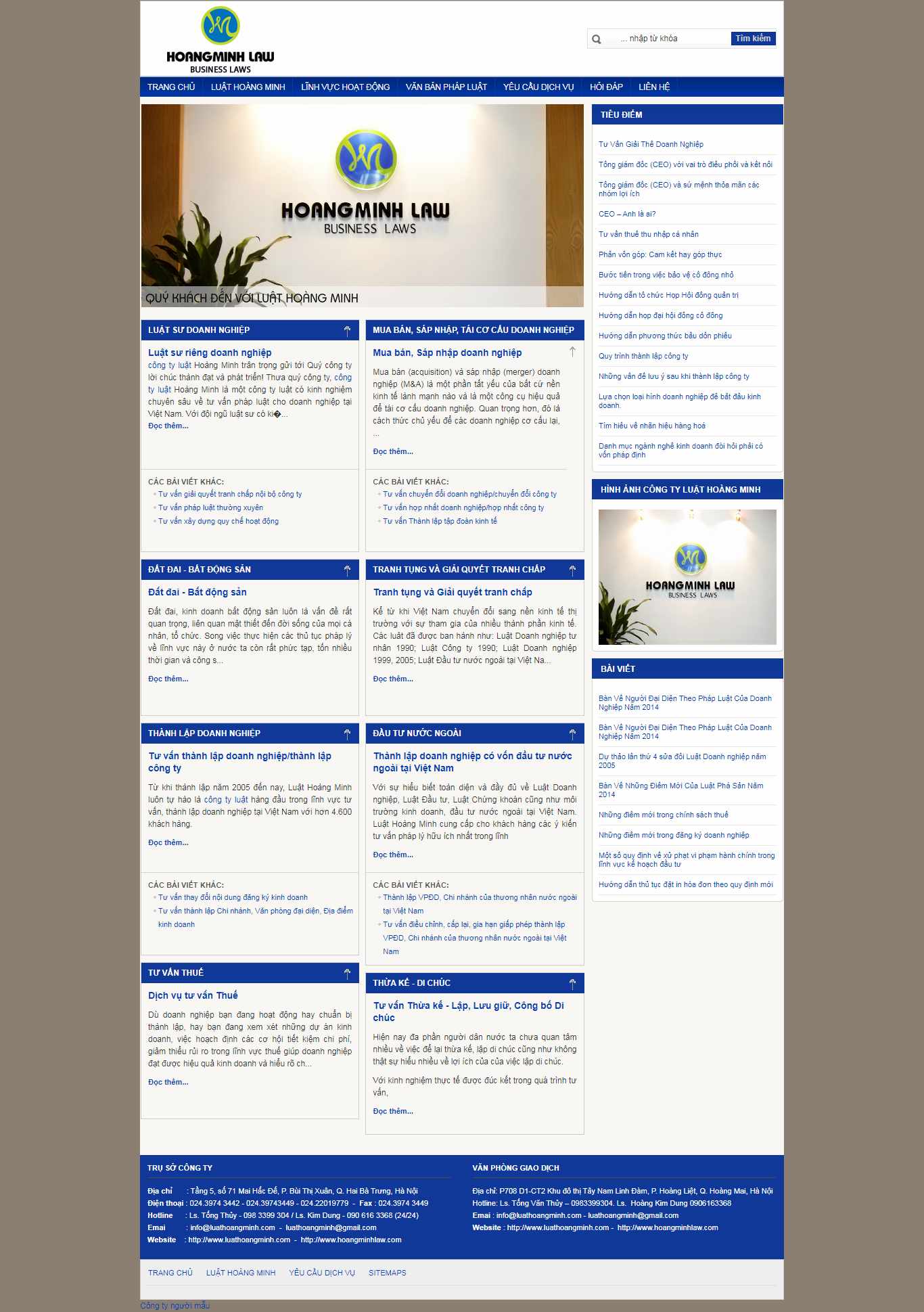 Thiết kế trang Web công ty luật - hoangminhlaw.com