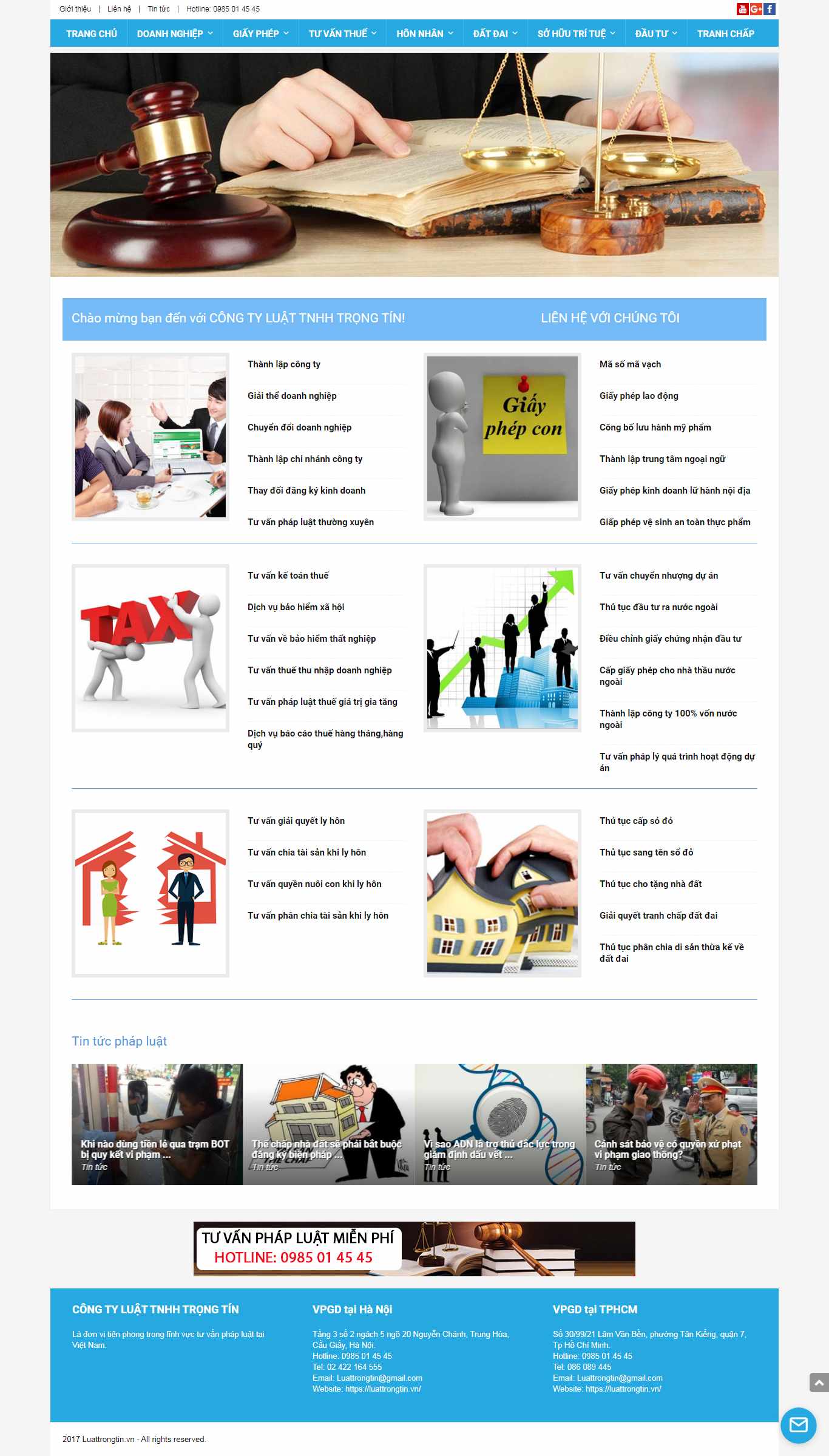 Thiết kế trang Web công ty luật - luattrongtin.vn