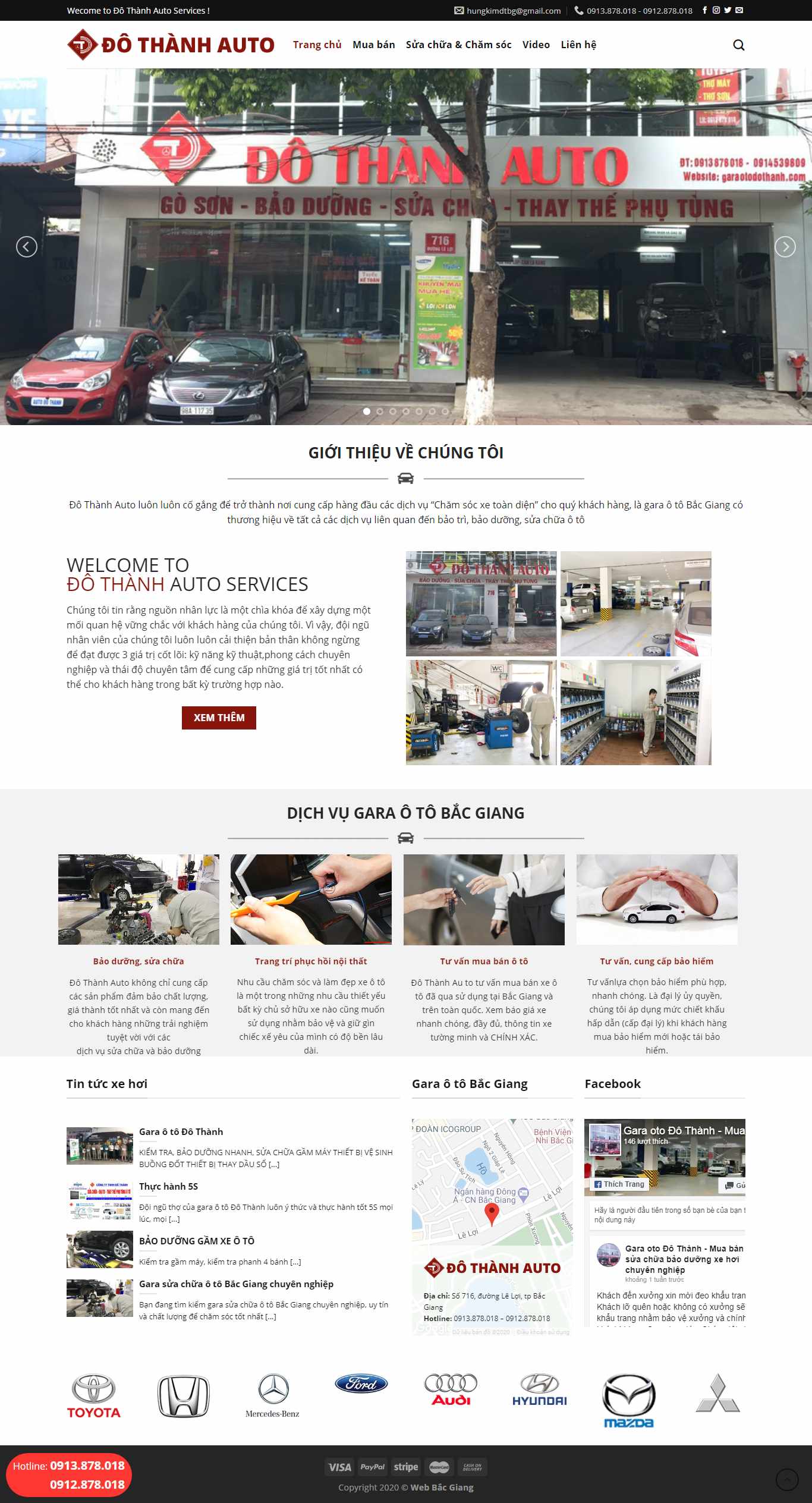 Thiết kế trang Web gara ô tô - garaotodothanh.com